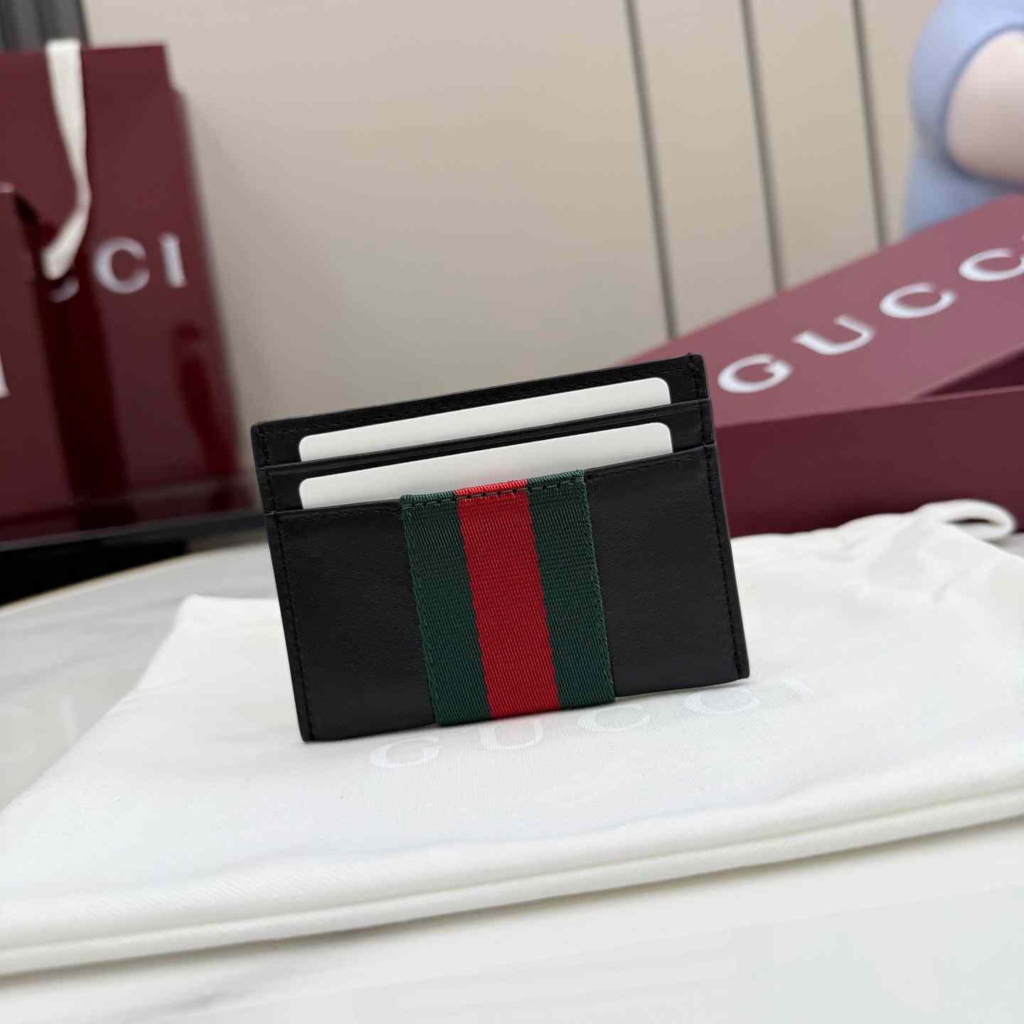 Gucci Web Trademark Card Case - DesignerGu