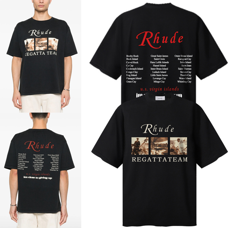 Rhude USVI Regatta Tour Long-Sleeve Tee 'Black' - DesignerGu