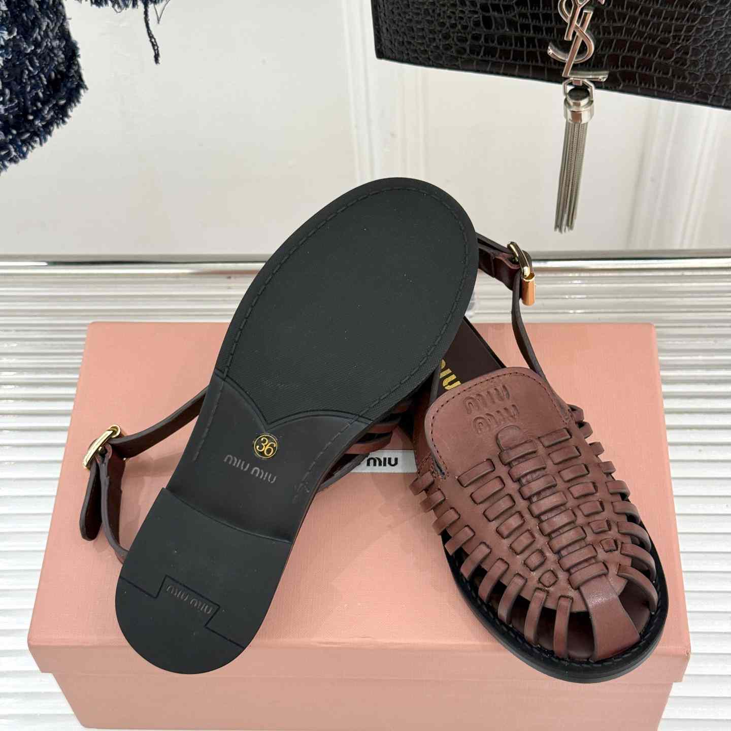 Miu Miu Leather Slingback Loafers - DesignerGu