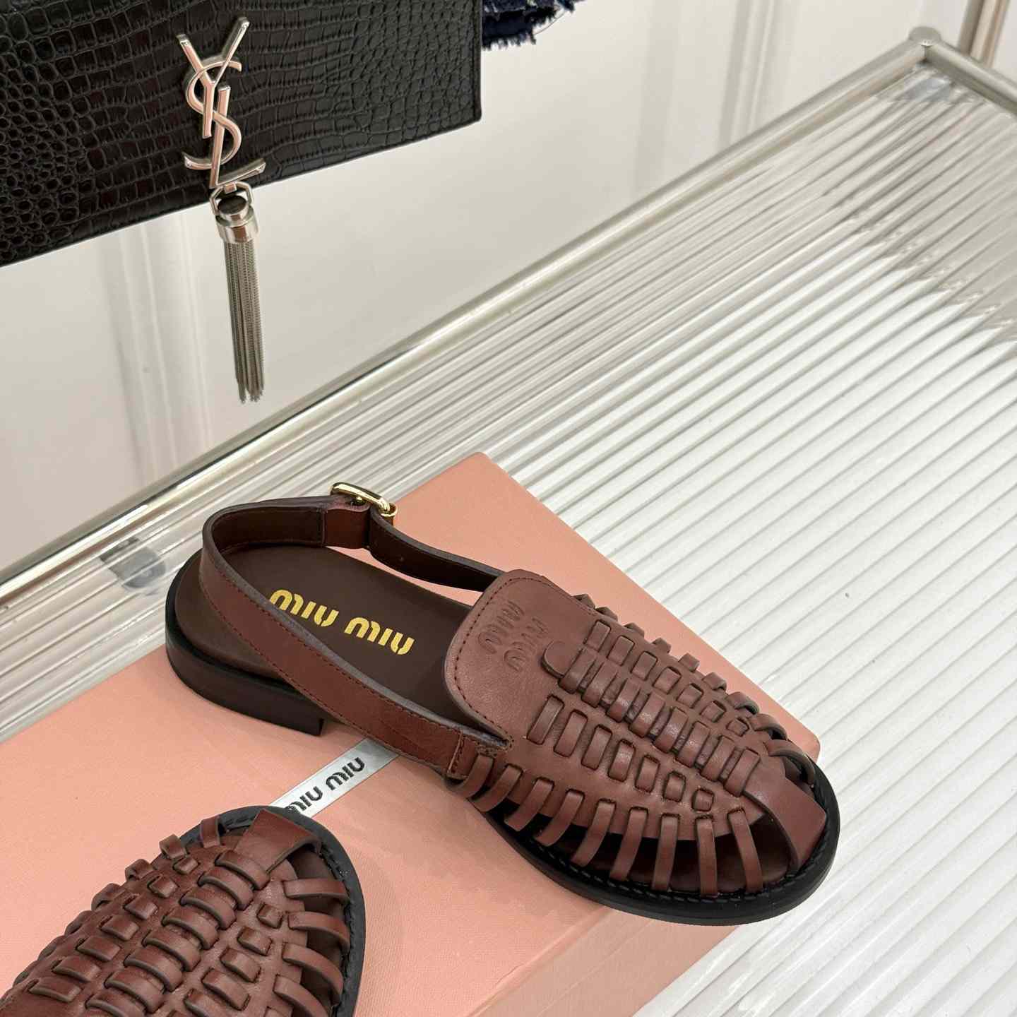 Miu Miu Leather Slingback Loafers - DesignerGu