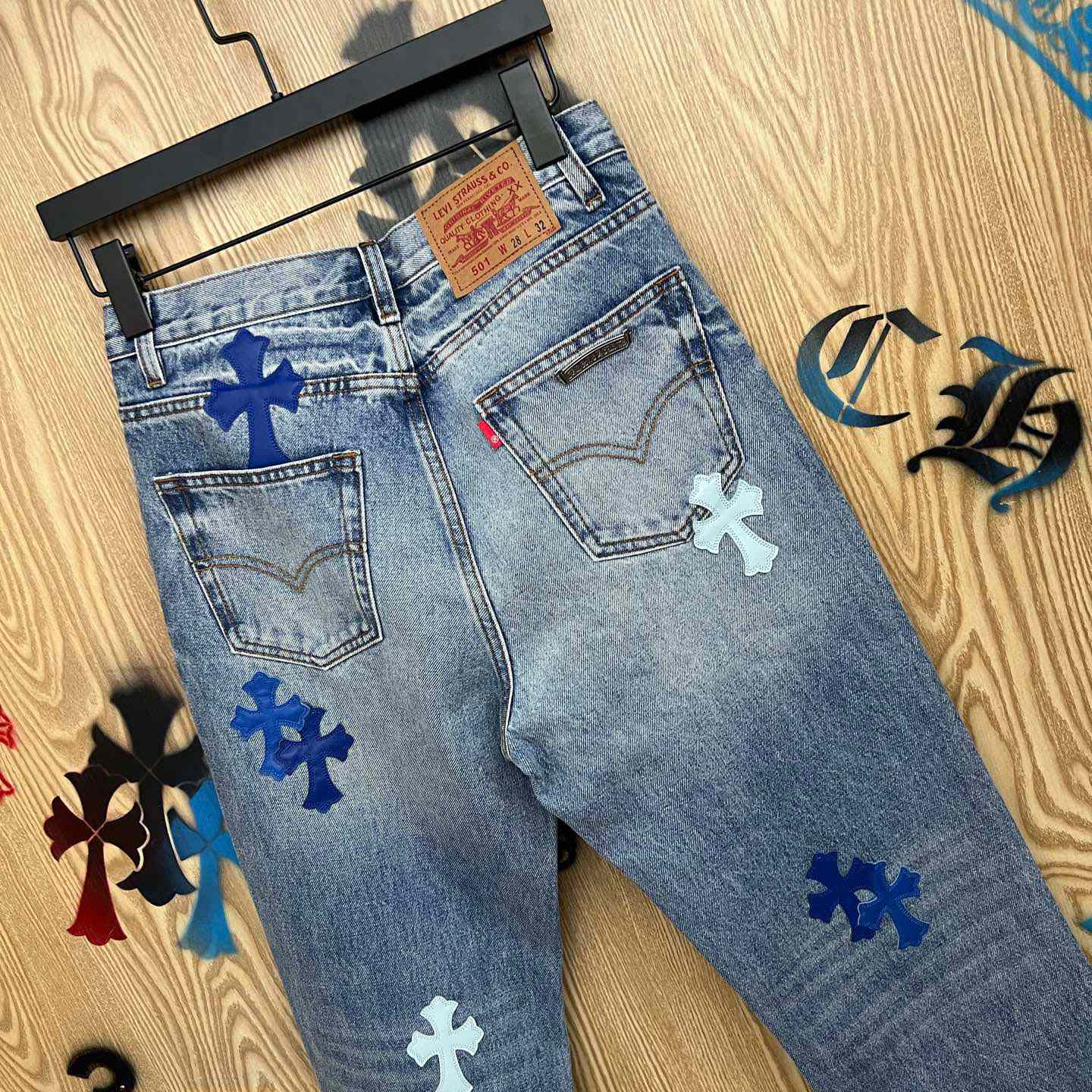 Chrome Hearts BLUE TRICOLOR PATCH DENIM - DesignerGu
