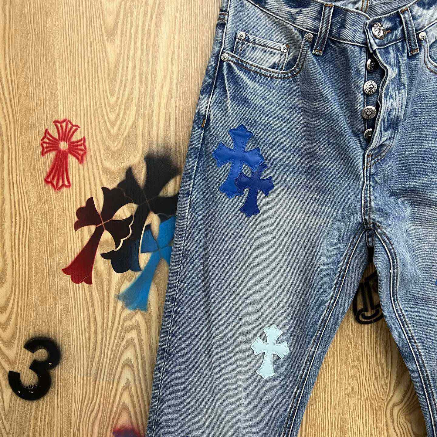 Chrome Hearts BLUE TRICOLOR PATCH DENIM - DesignerGu