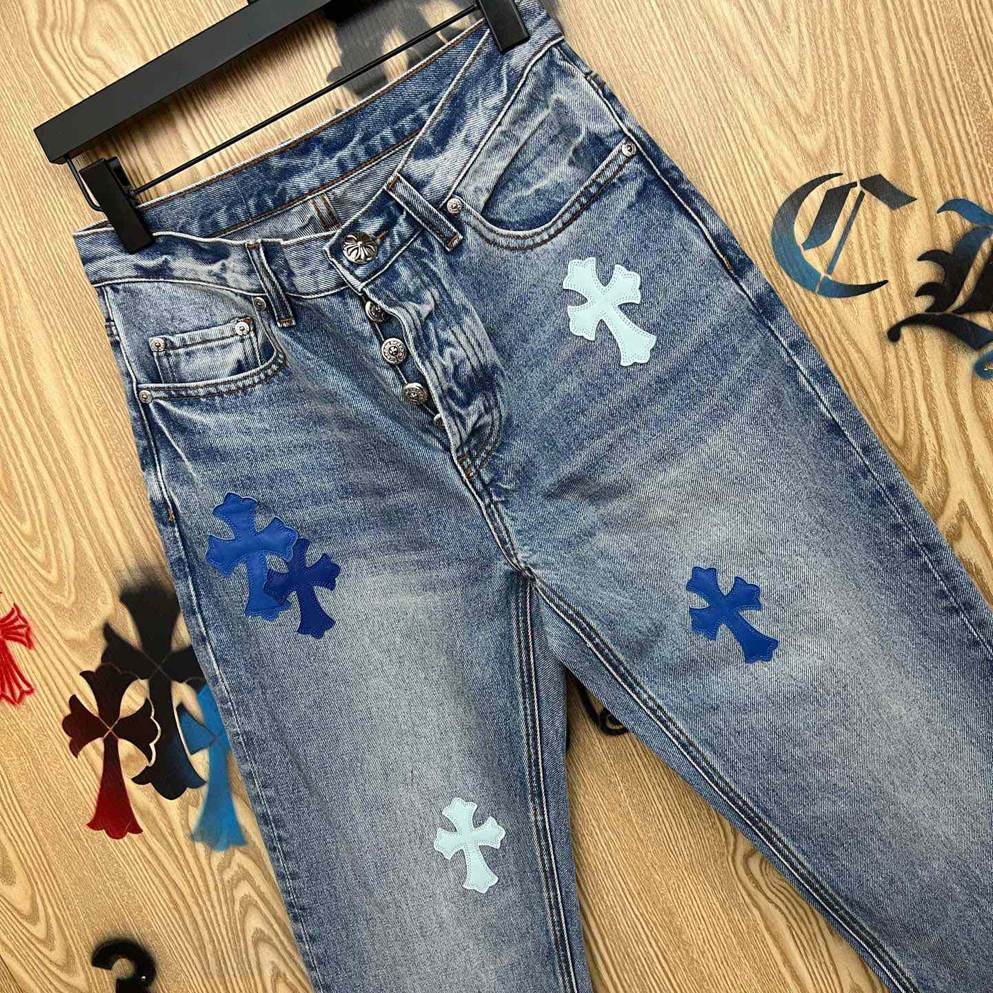 Chrome Hearts BLUE TRICOLOR PATCH DENIM - DesignerGu