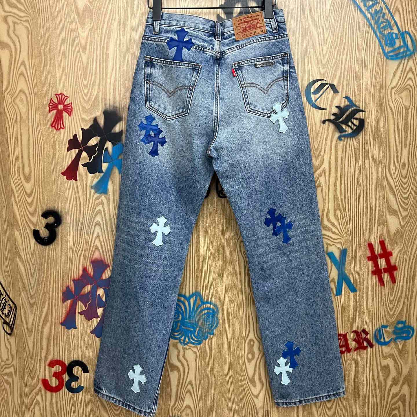 Chrome Hearts BLUE TRICOLOR PATCH DENIM - DesignerGu