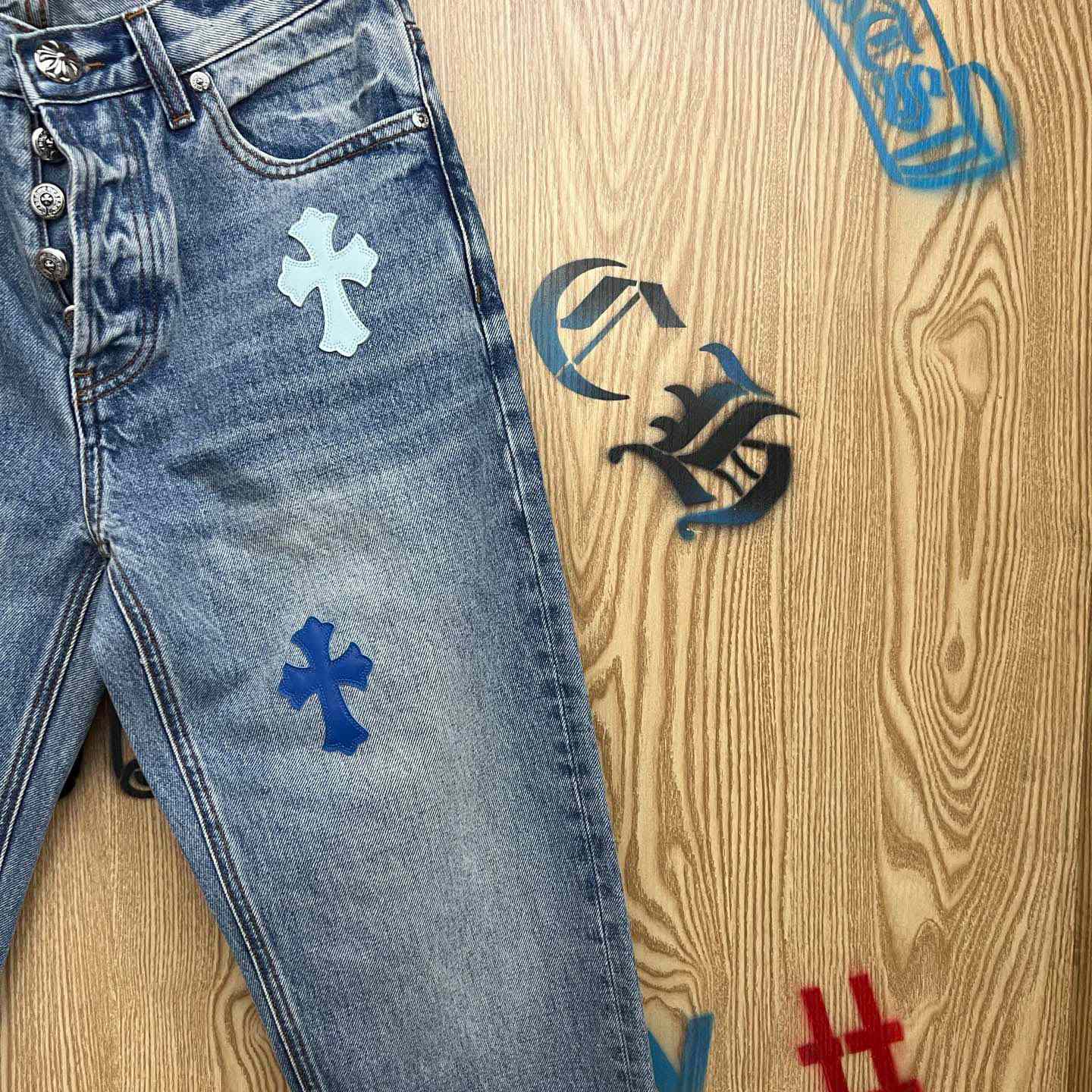 Chrome Hearts BLUE TRICOLOR PATCH DENIM - DesignerGu