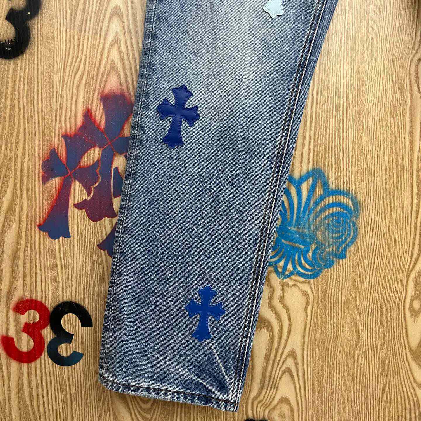 Chrome Hearts BLUE TRICOLOR PATCH DENIM - DesignerGu