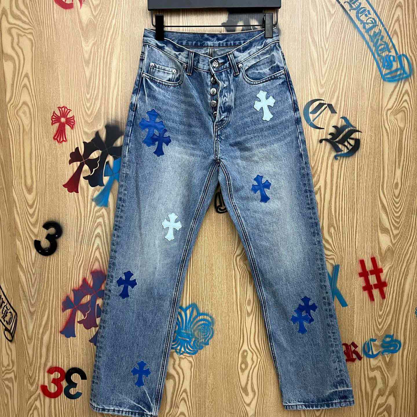 Chrome Hearts BLUE TRICOLOR PATCH DENIM - DesignerGu