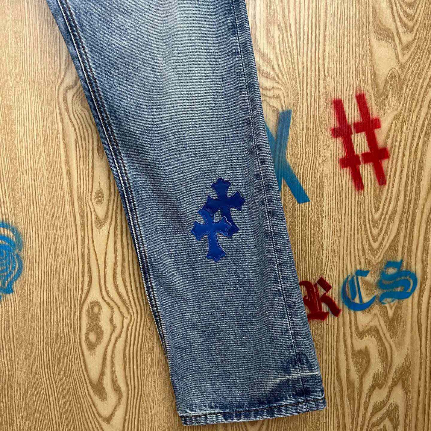 Chrome Hearts BLUE TRICOLOR PATCH DENIM - DesignerGu