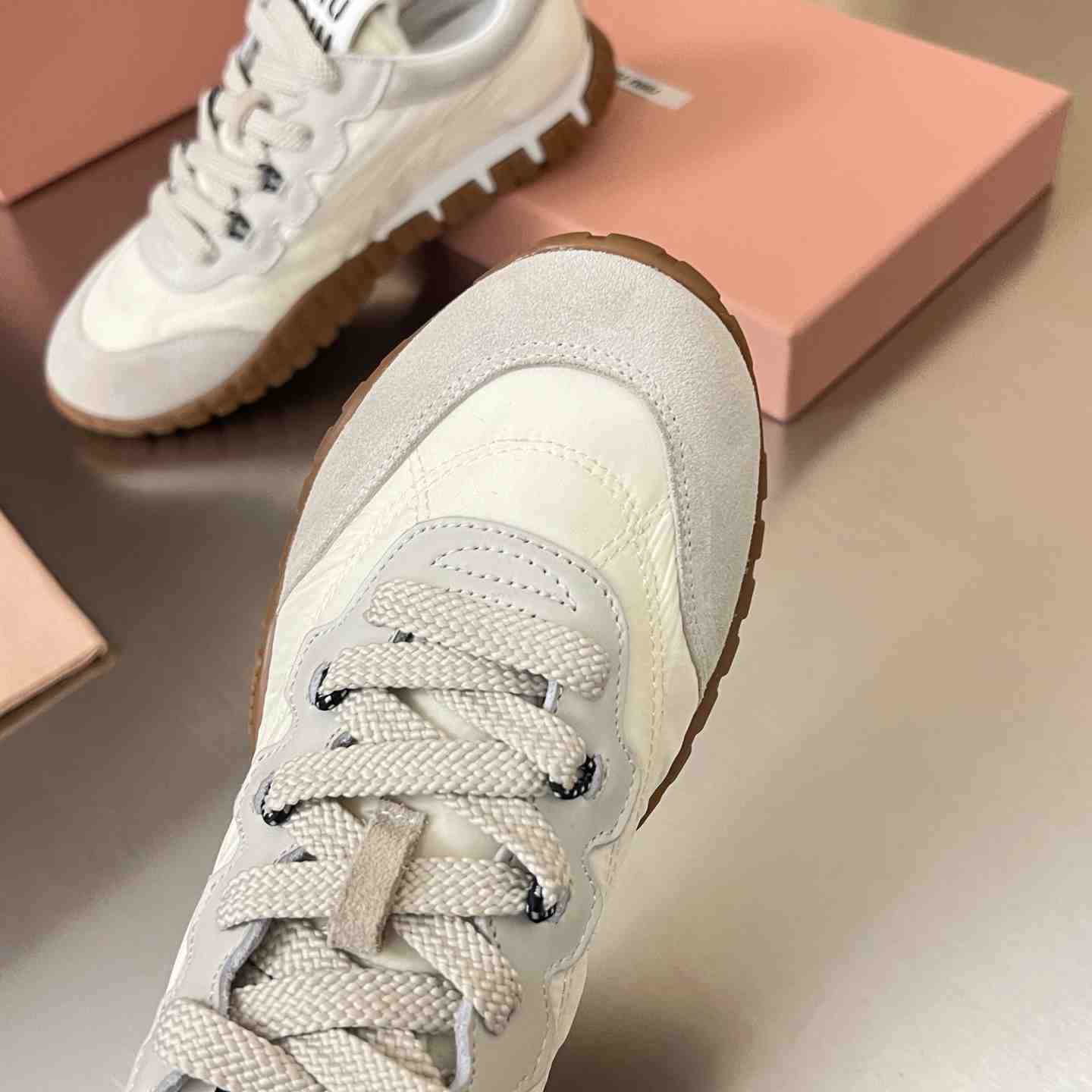 Miu Miu Tyre Technical Fabric And Suede Sneakers - DesignerGu