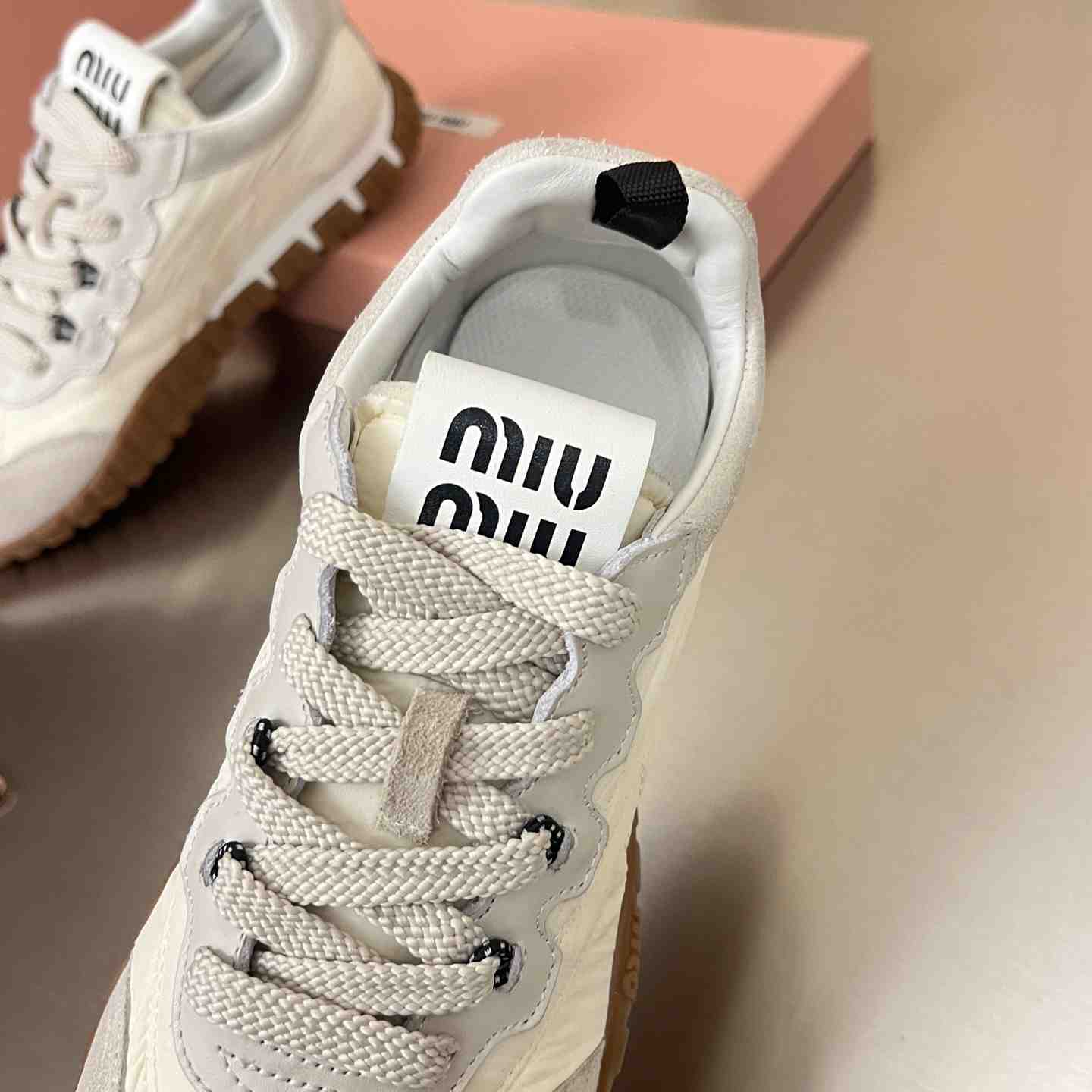 Miu Miu Tyre Technical Fabric And Suede Sneakers - DesignerGu
