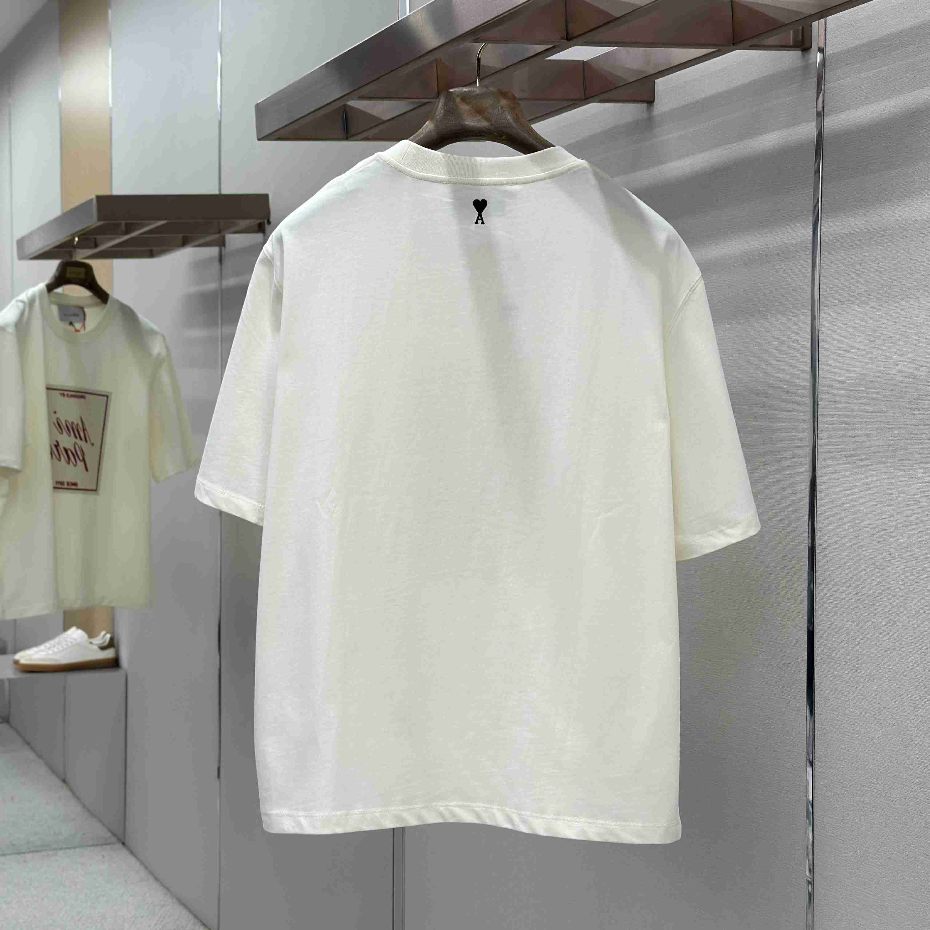 AMI Paris White Cotton Ami Paris Heritage Print T-shirt - DesignerGu