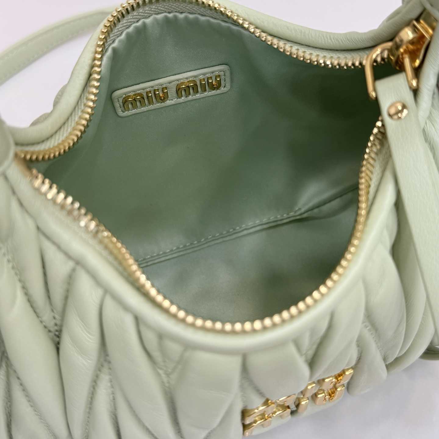 Miu Miu Wander Matelassé Nappa Leather Hobo Bag  - DesignerGu