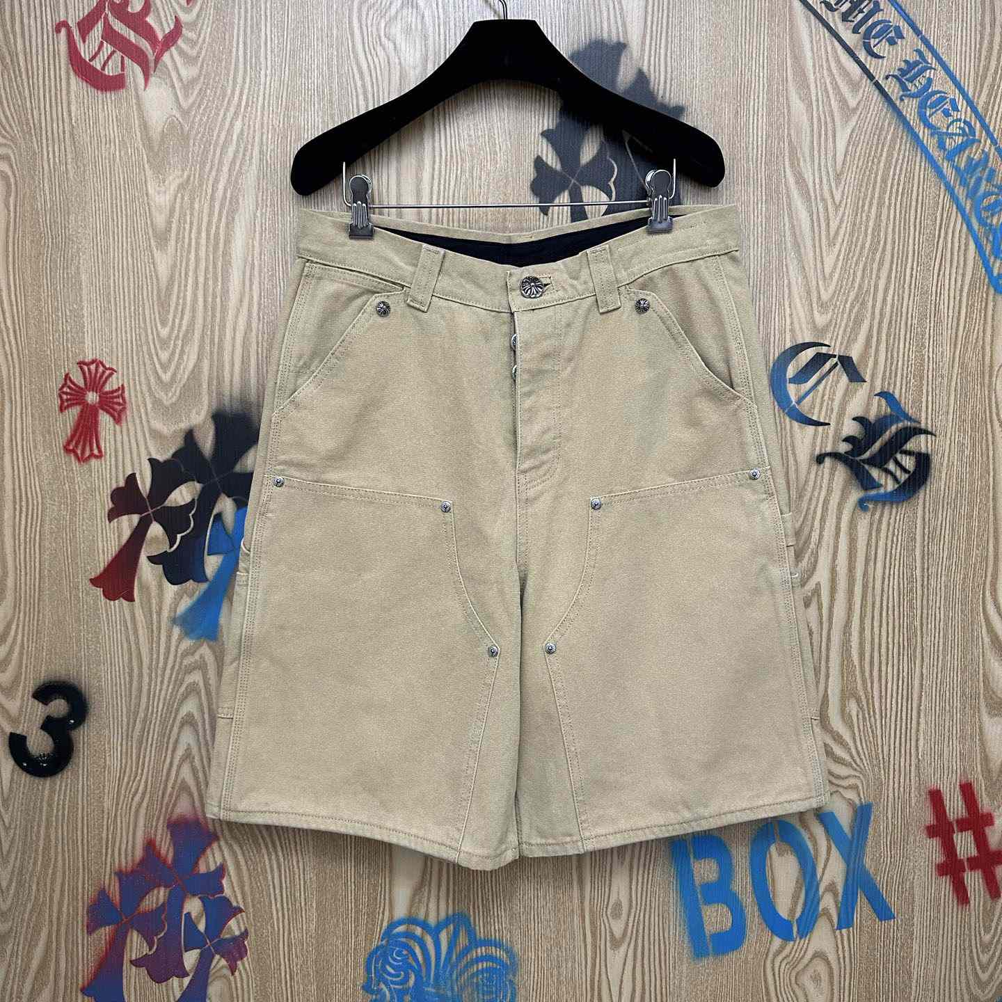 Chrome Hearts Double Knee Cross Patch Shorts - DesignerGu