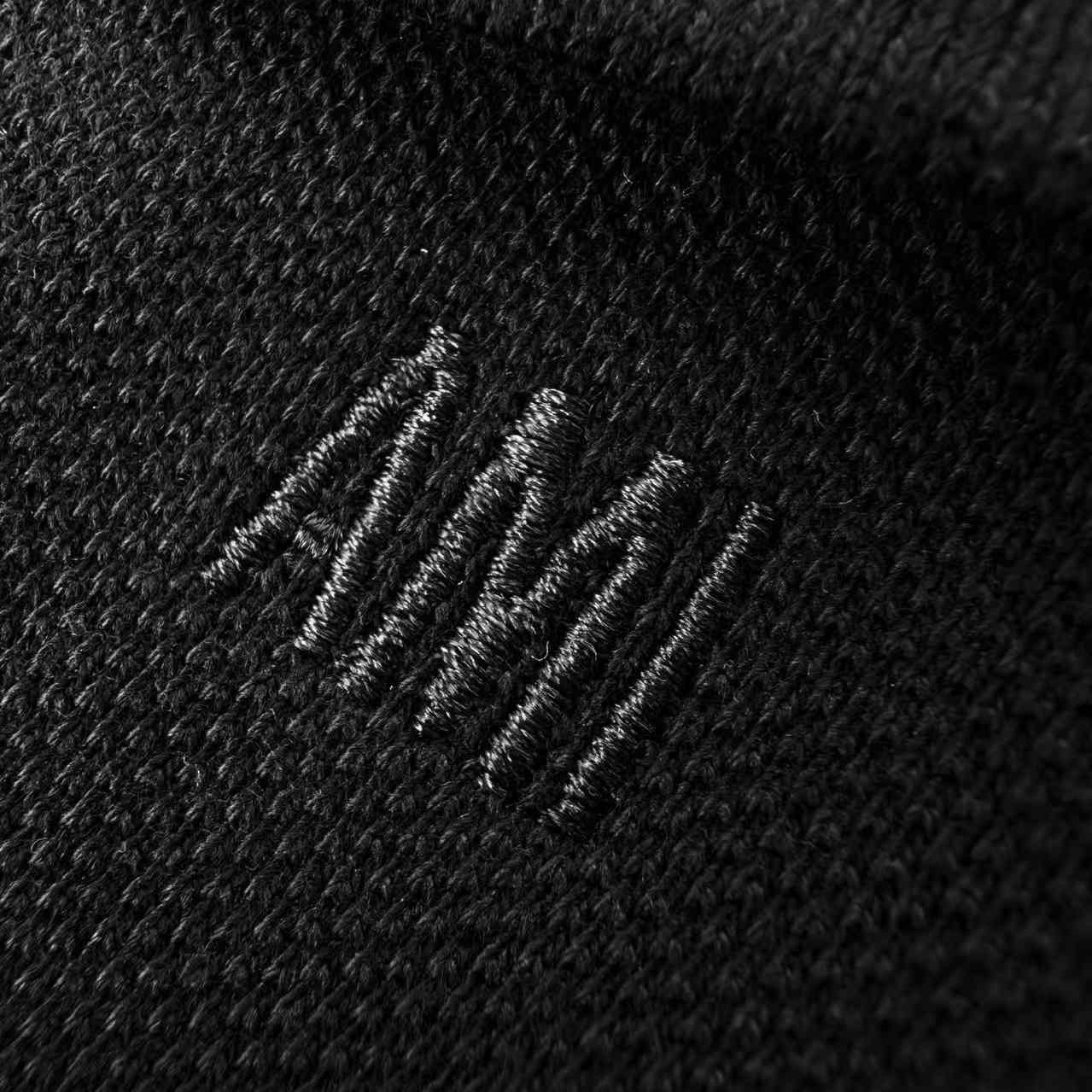 AMI Paris Black Wool Short Sleeves Ami De Coeur Polo - DesignerGu