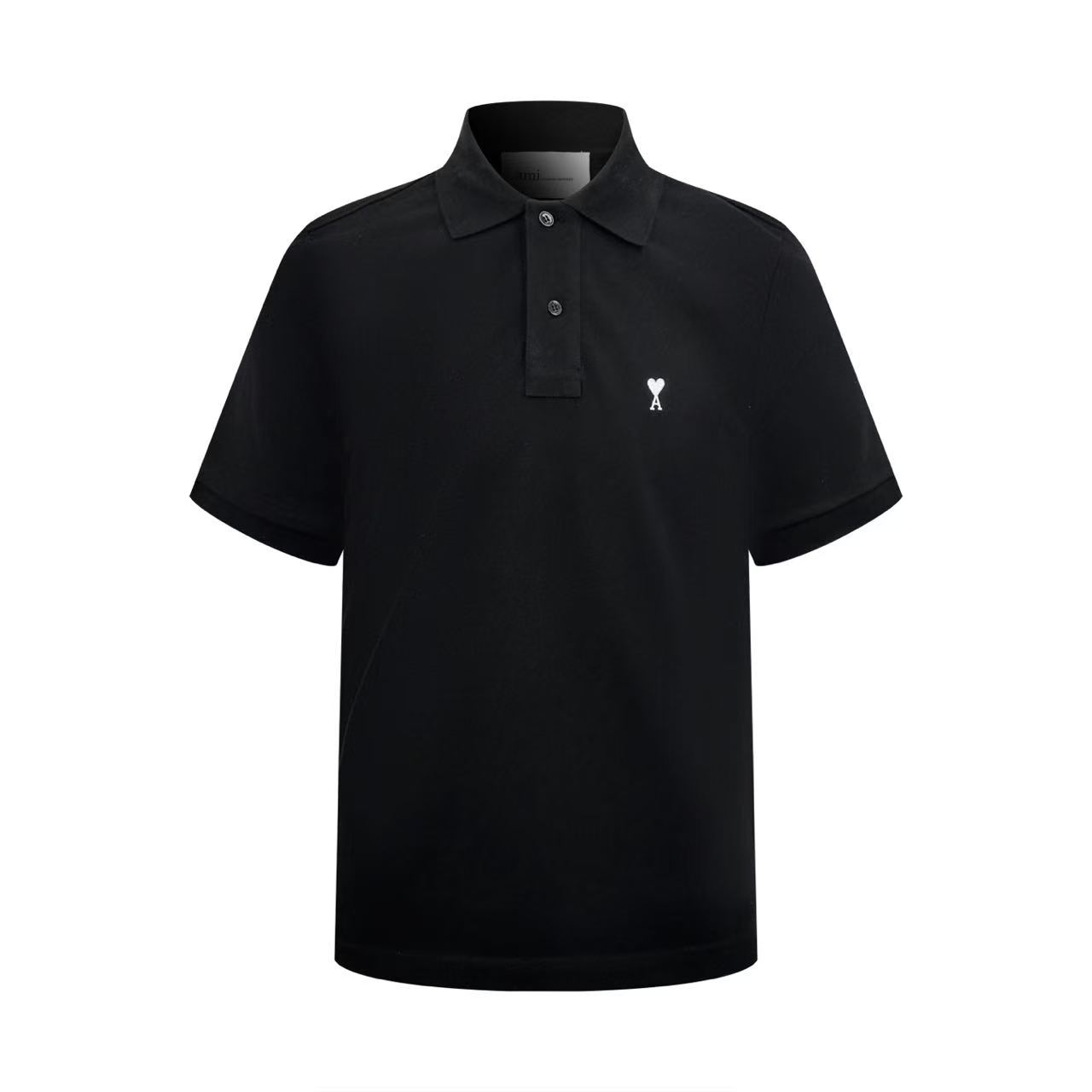 AMI Paris Black Wool Short Sleeves Ami De Coeur Polo - DesignerGu
