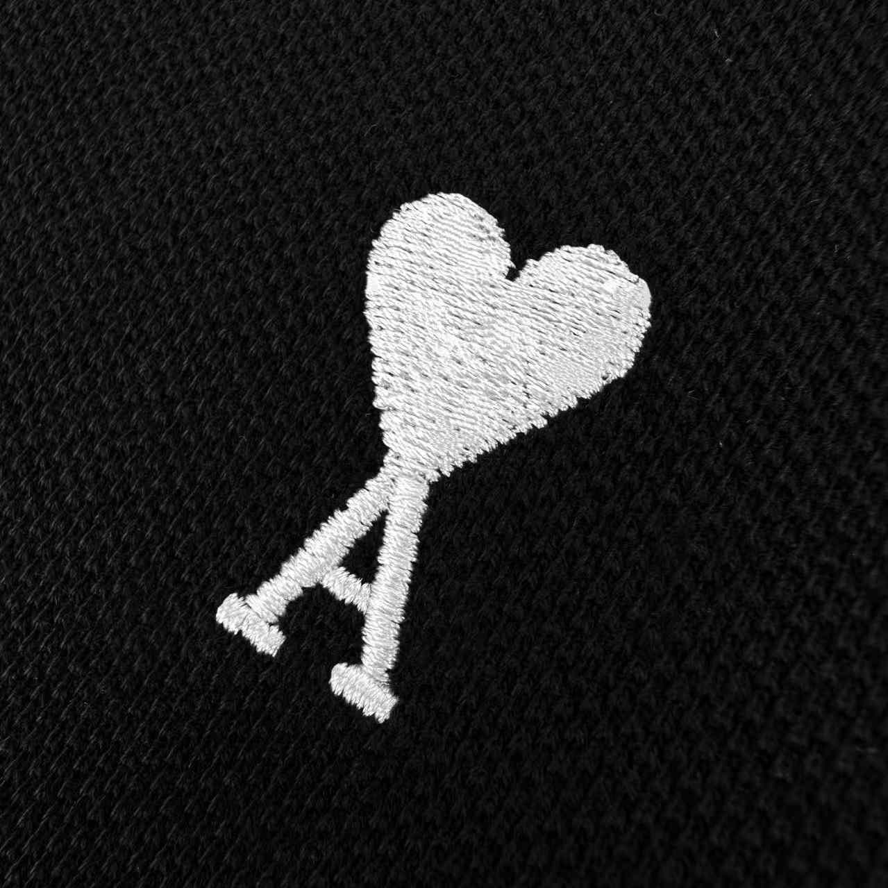 AMI Paris Black Wool Short Sleeves Ami De Coeur Polo - DesignerGu