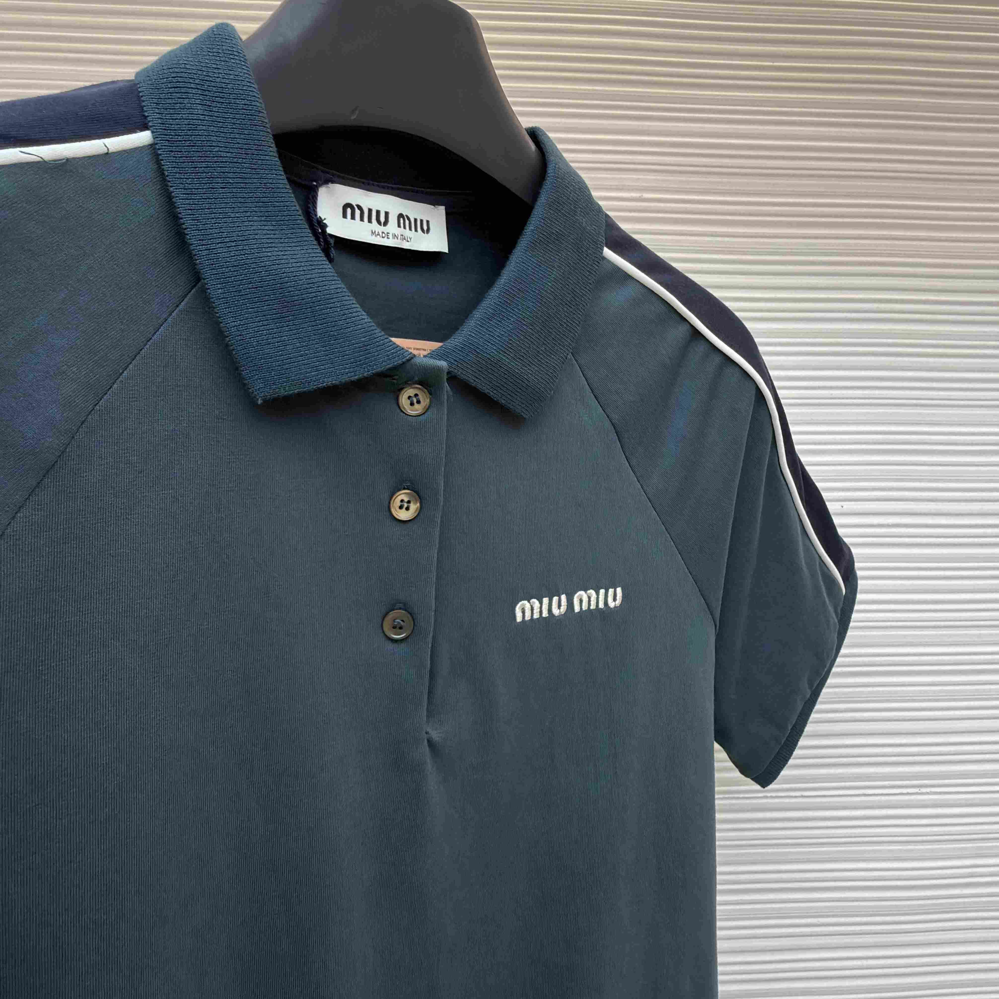 Miu Miu Cotton Jersey Polo Shirt - DesignerGu