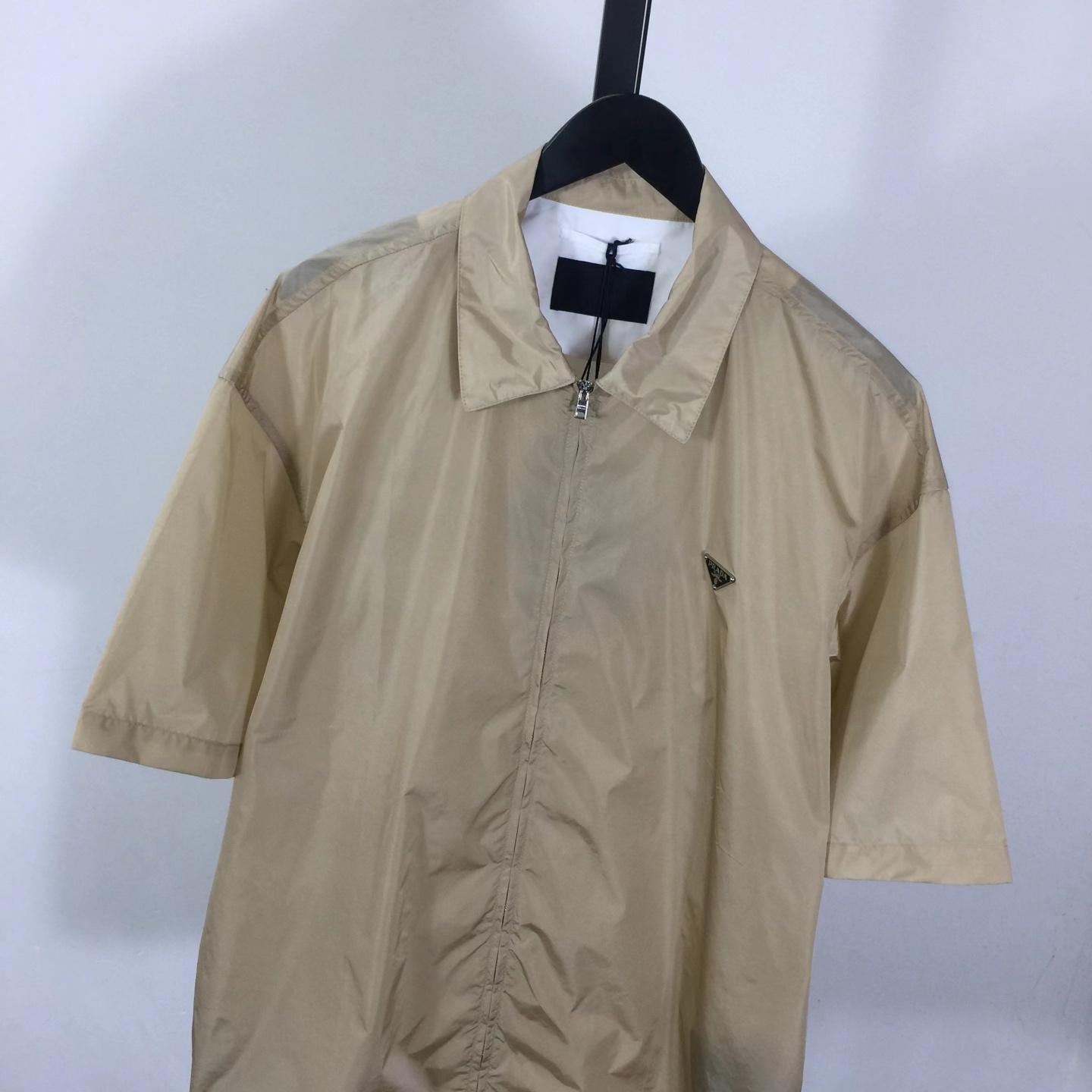 Prada Short-sleeved Re-Nylon Zipper Shirt - DesignerGu