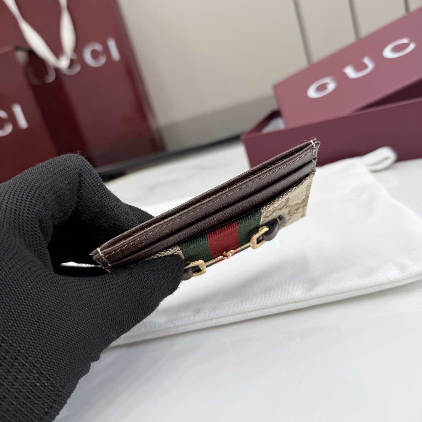 Gucci Horsebit Web Card Case - DesignerGu