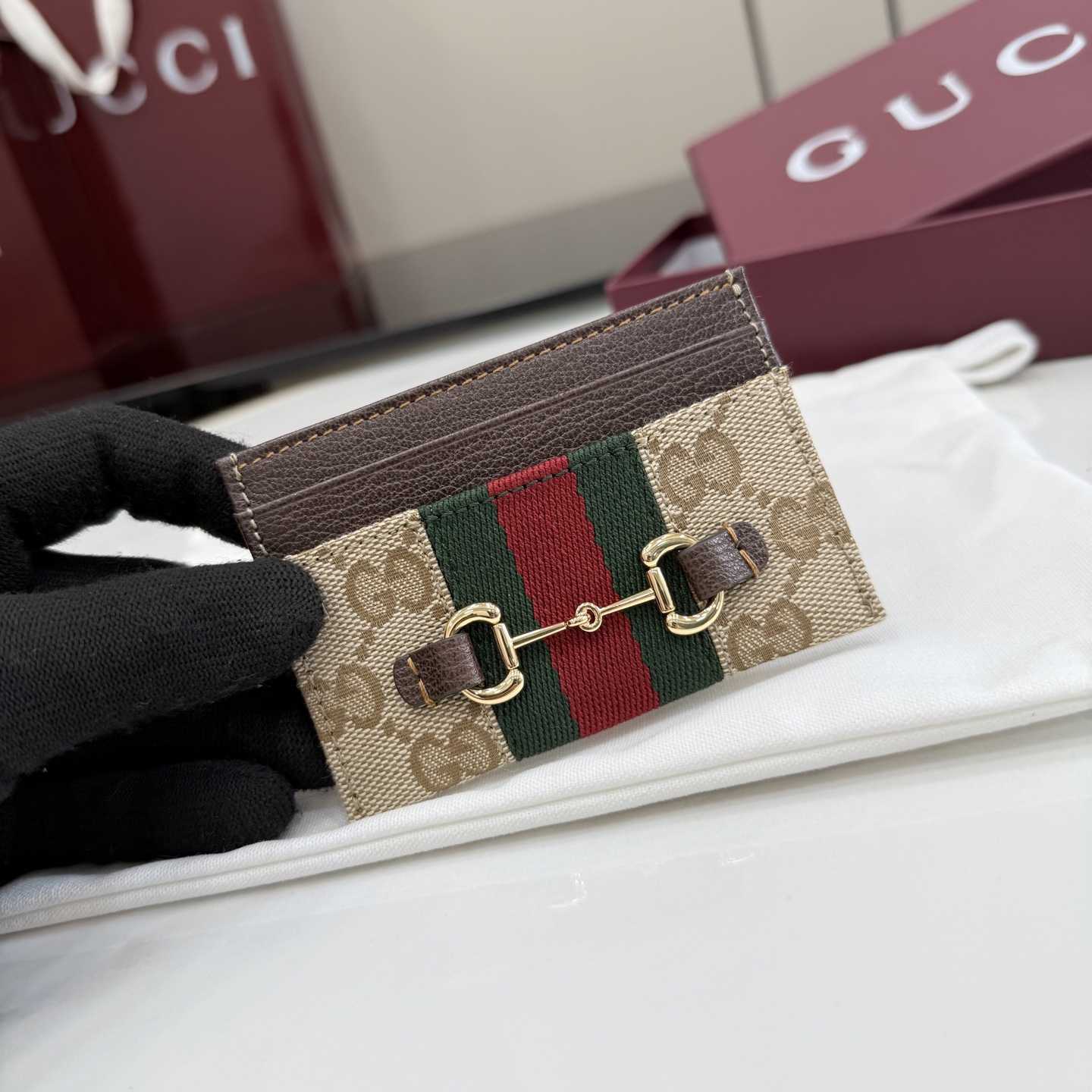 Gucci Horsebit Web Card Case - DesignerGu