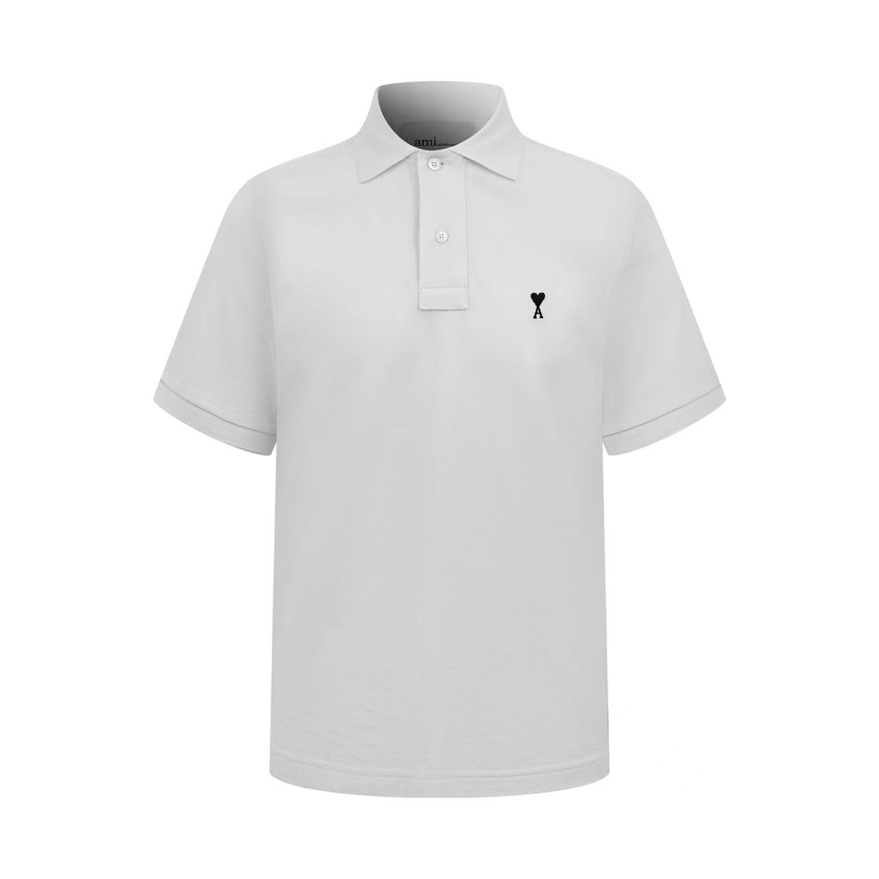 AMI Paris White Wool Short Sleeves Ami De Coeur Polo - DesignerGu