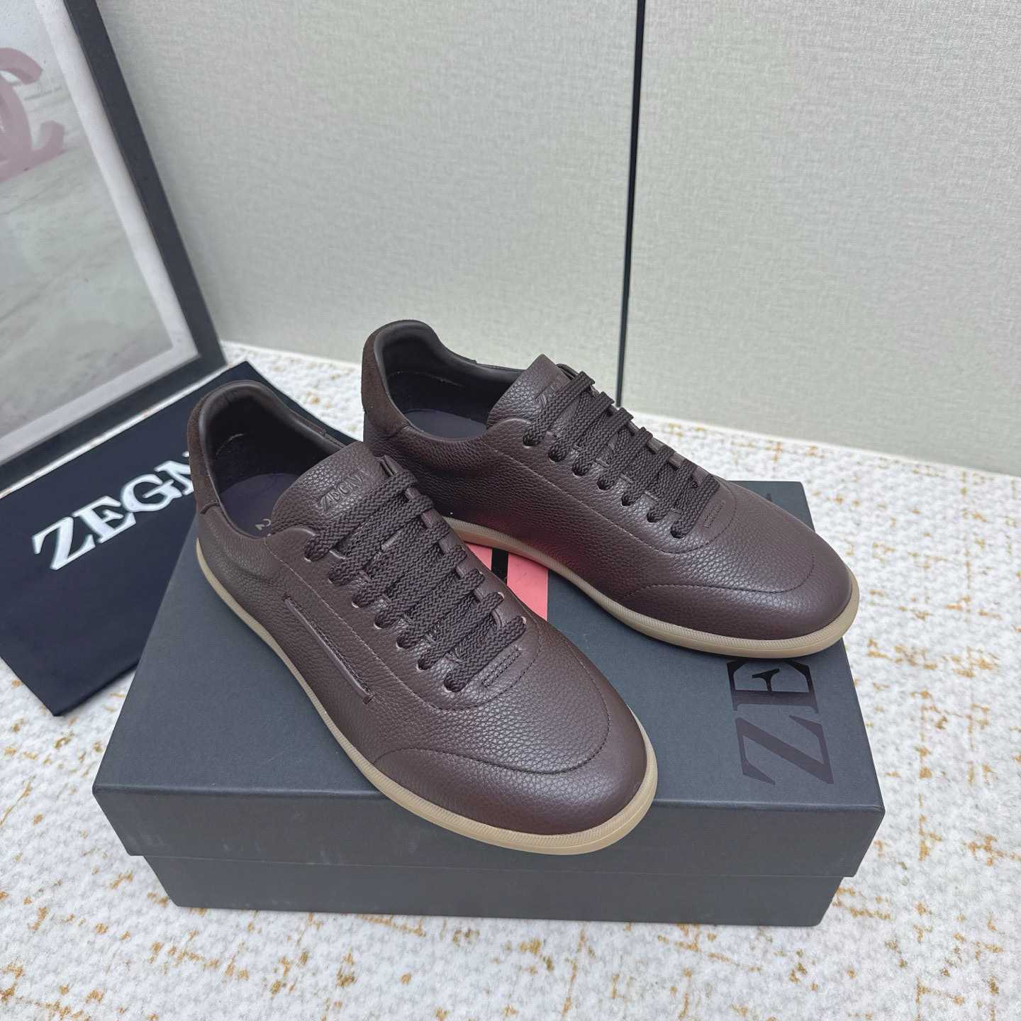 Zegna Grained Leather 232 Sneakers - DesignerGu