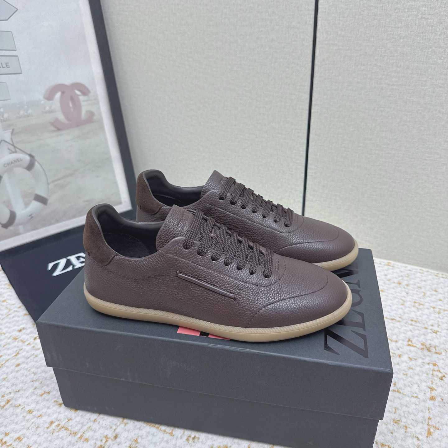 Zegna Grained Leather 232 Sneakers - DesignerGu