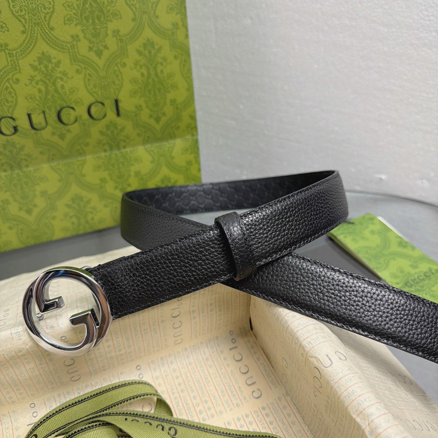 Gucci  Belt With Interlocking G Buckle - DesignerGu