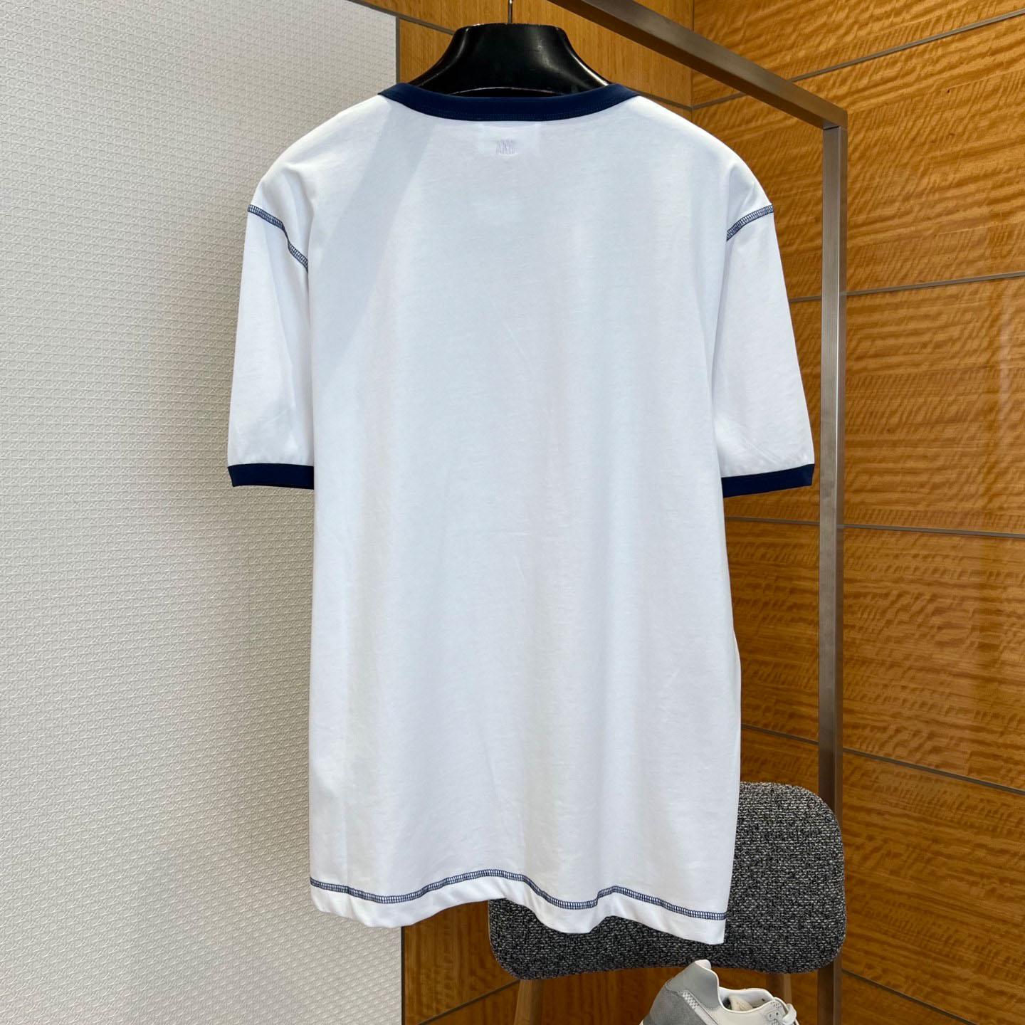 AMI Paris White Cotton Ami De Coeur Knitted Patch T-shirt - DesignerGu
