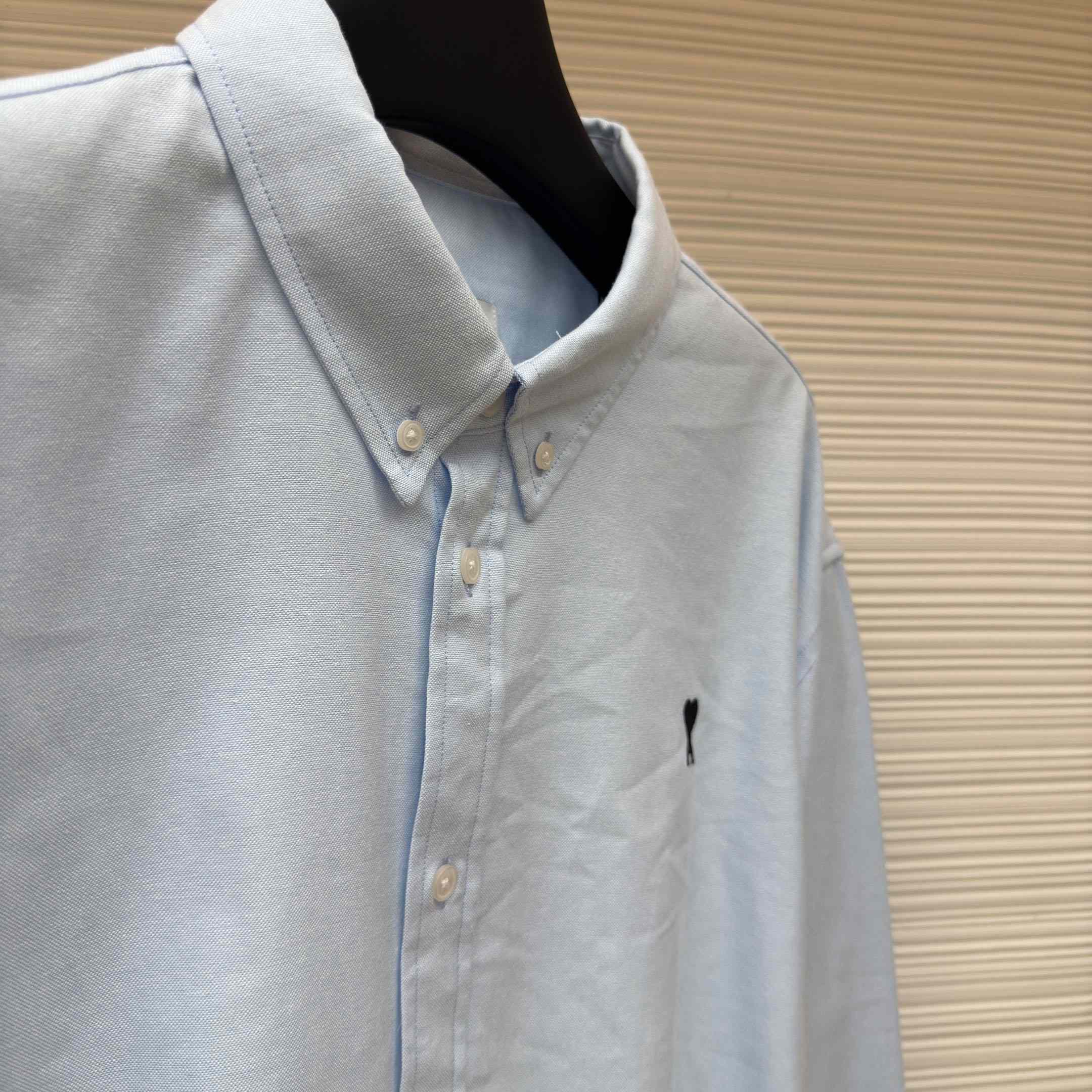 AMI Paris Ami De Coeur Button Down Shirt In Cotton Oxford - DesignerGu