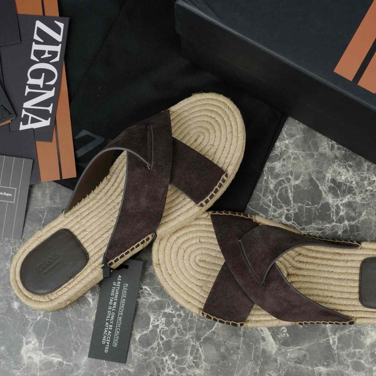 Zegna Crossover-Strap Suede Espadrilles - DesignerGu