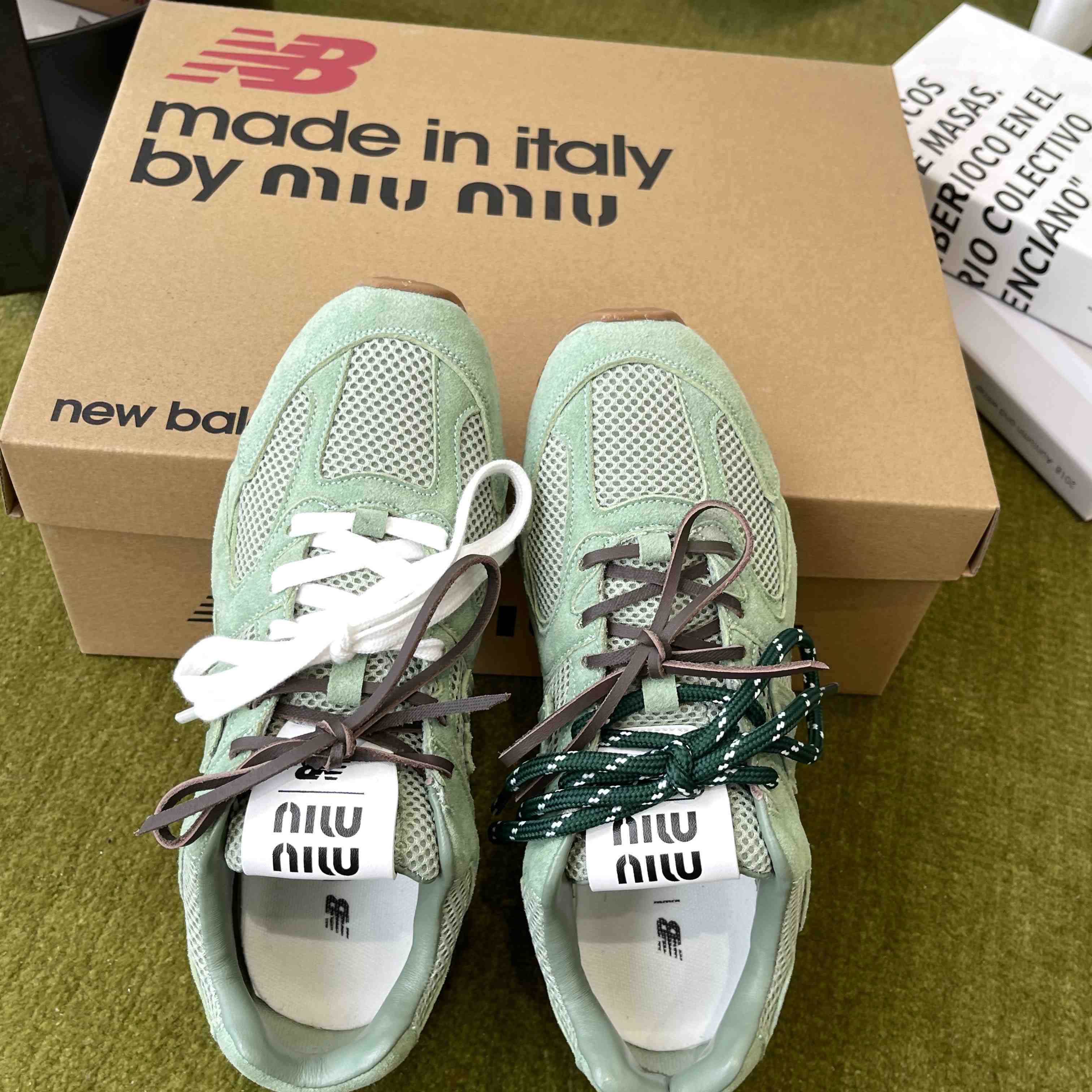 New Balance X Miu Miu 530 SL Suede And Mesh Sneakers - DesignerGu