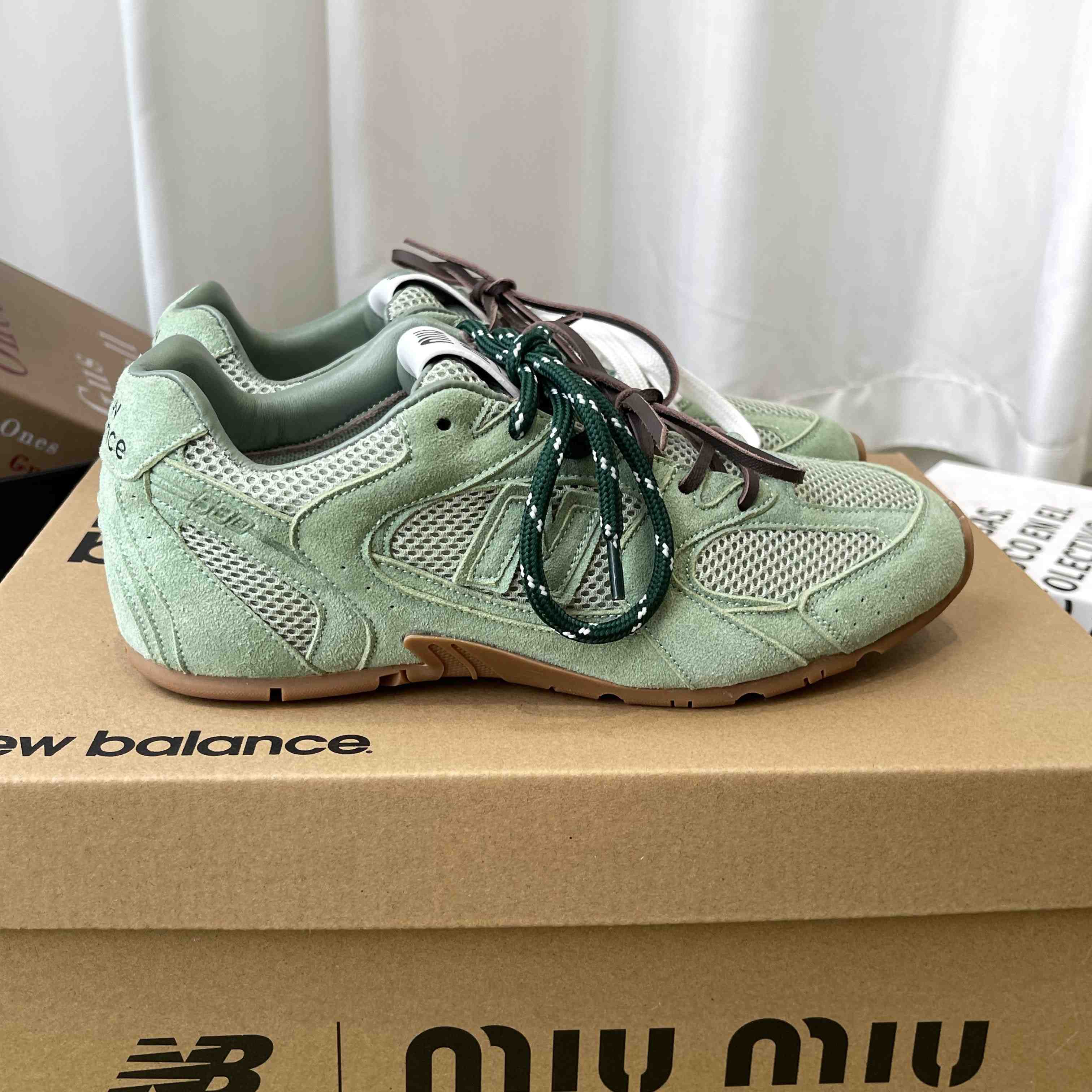 New Balance X Miu Miu 530 SL Suede And Mesh Sneakers - DesignerGu