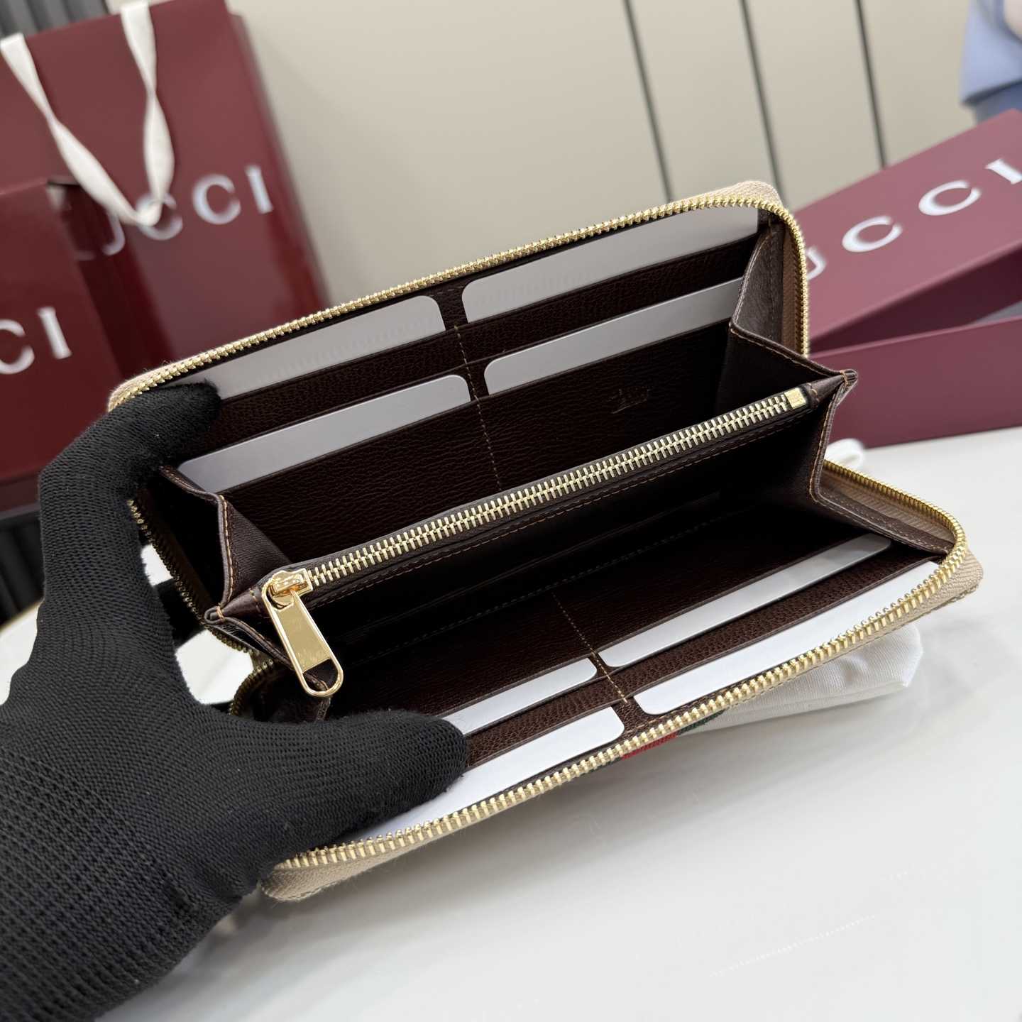Gucci Horsebit Web Zip Around Wallet - DesignerGu