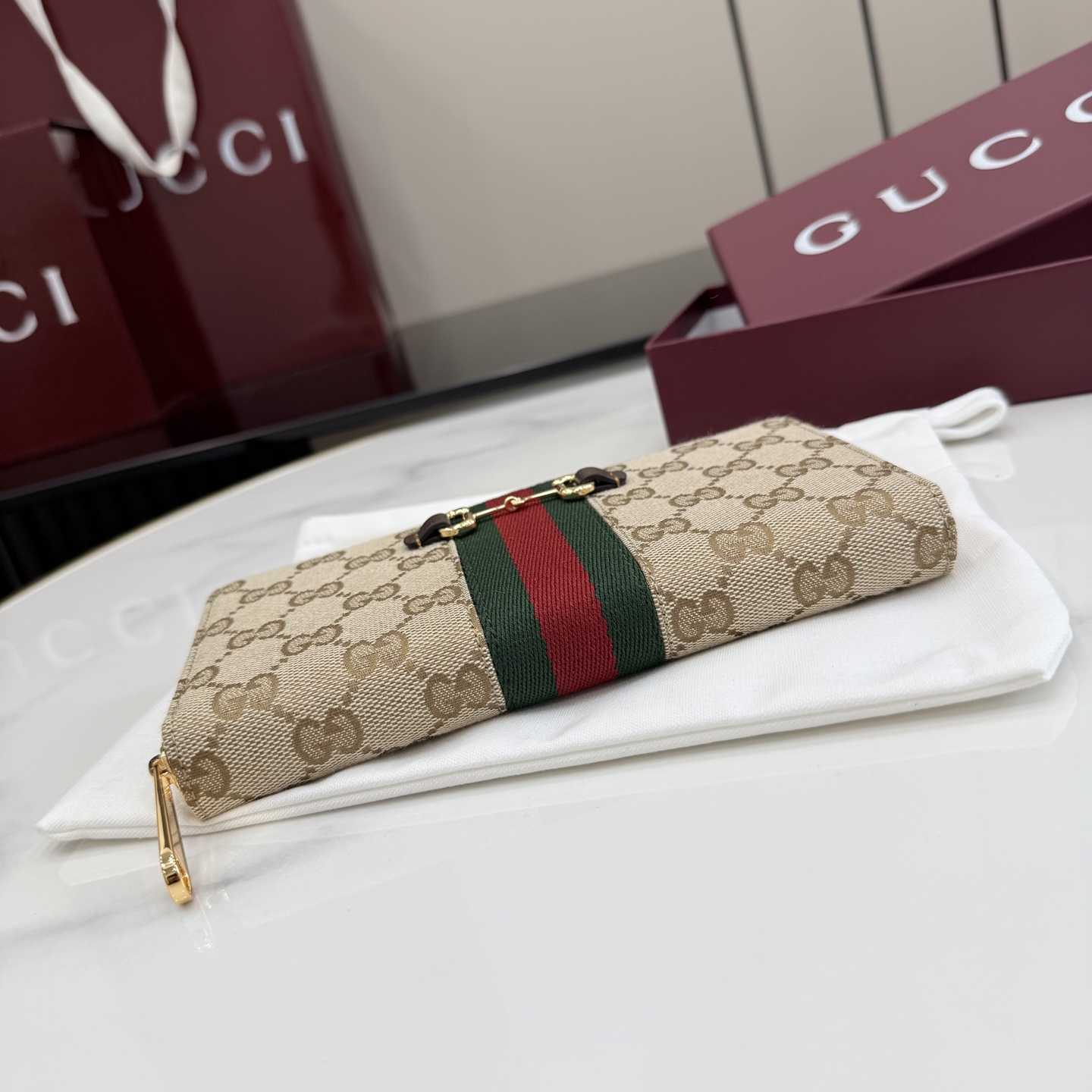 Gucci Horsebit Web Zip Around Wallet - DesignerGu