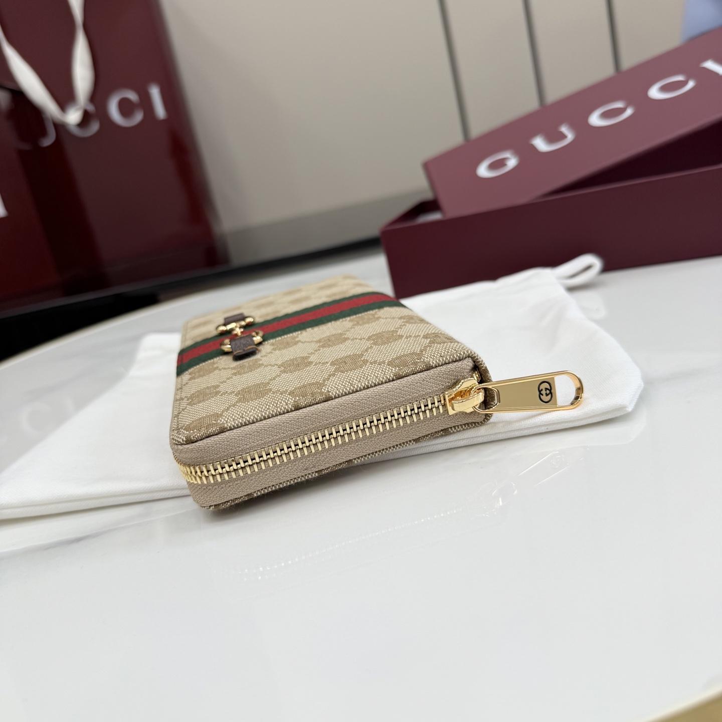 Gucci Horsebit Web Zip Around Wallet - DesignerGu