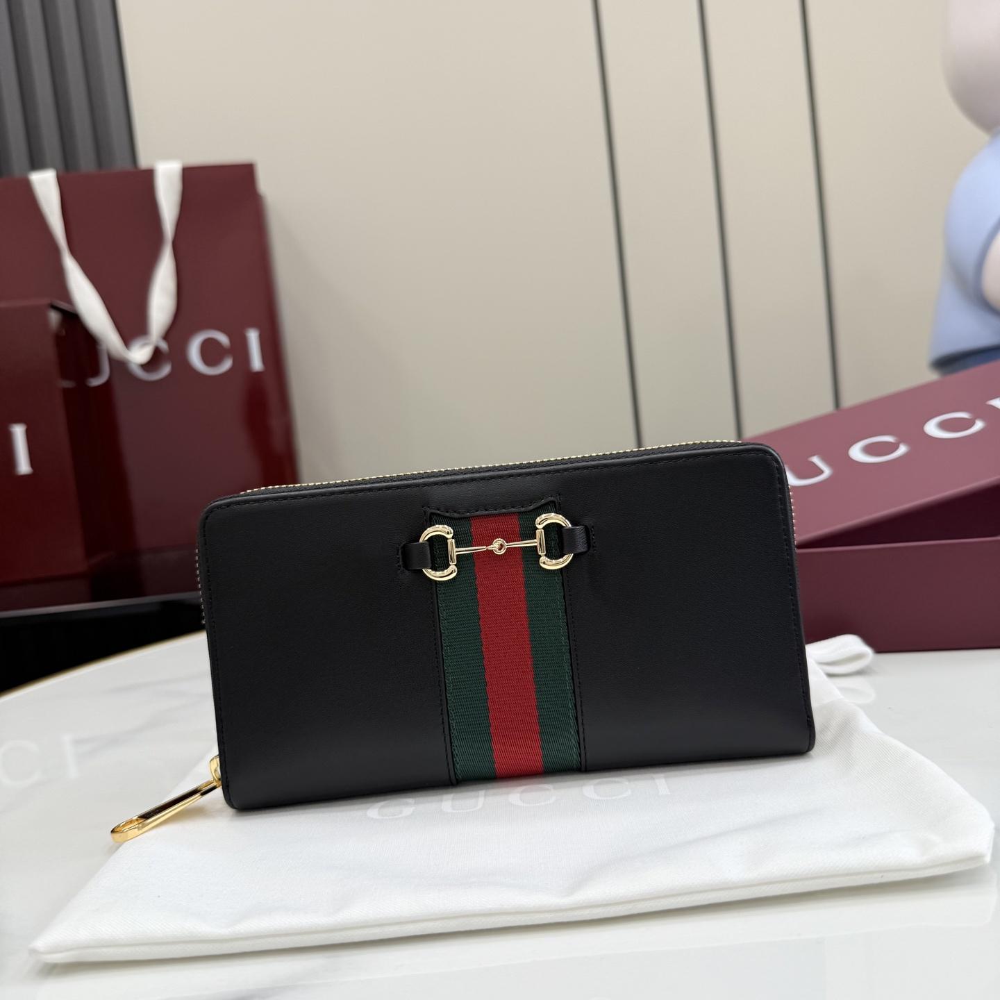 Gucci Horsebit Web Zip Around Wallet - DesignerGu