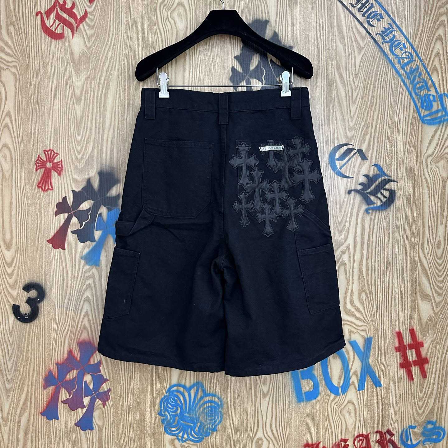 Chrome Hearts Double Knee Cross Patch Shorts - DesignerGu
