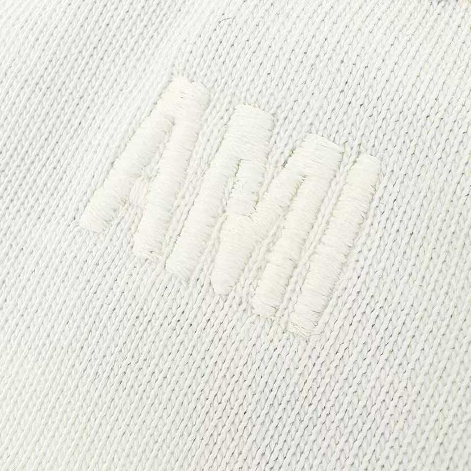 AMI Paris White And Black Cotton Ami De Coeur Knitted Patch T-shirt - DesignerGu