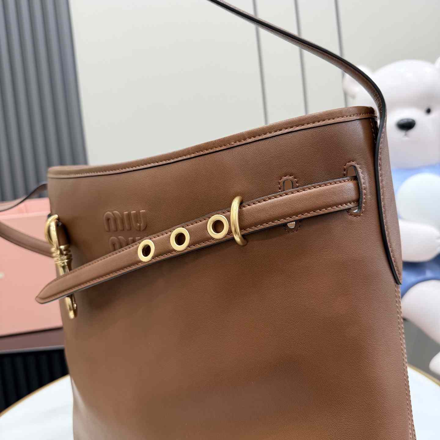 Miu Miu Aventure Nappa Leather Bucket Bag - DesignerGu