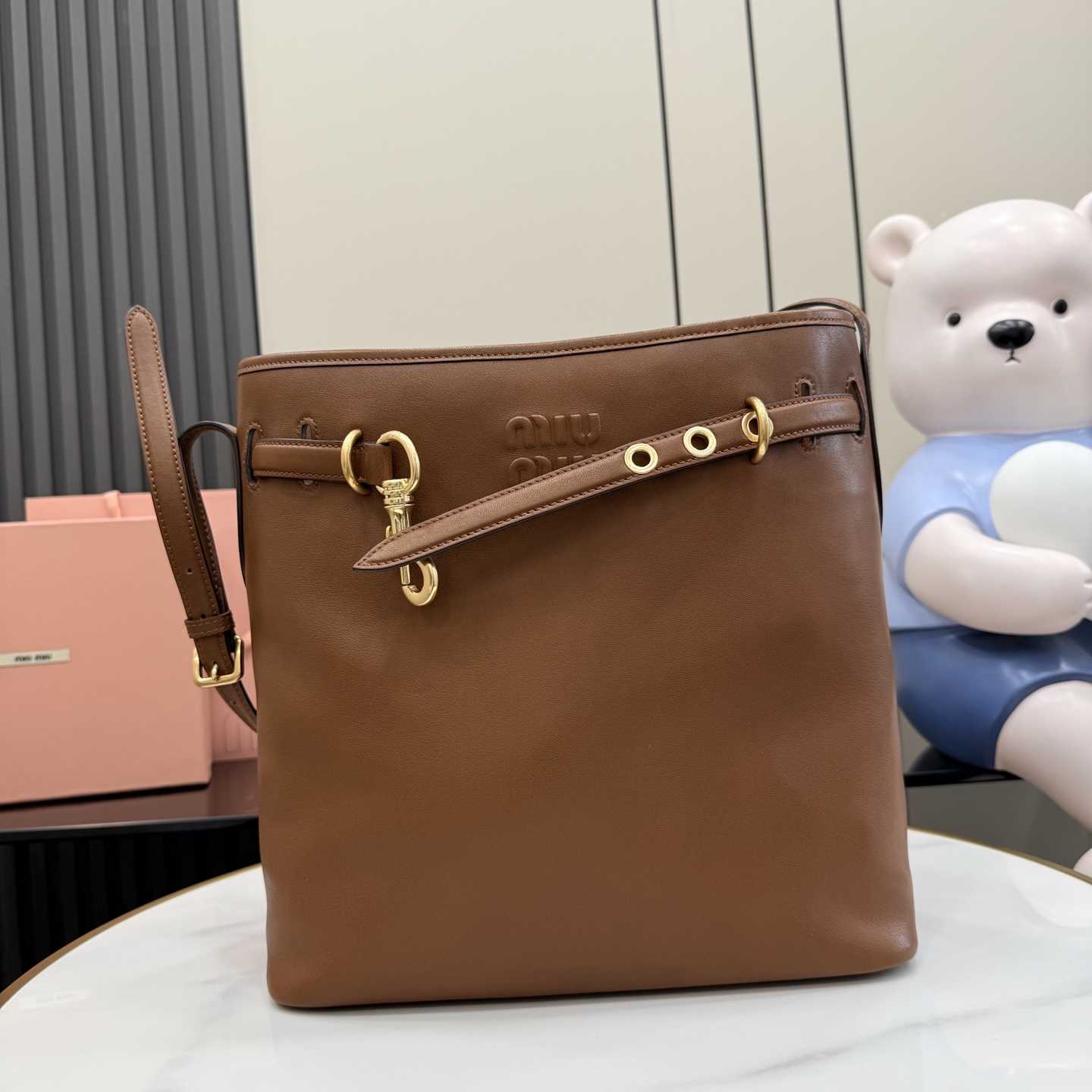 Miu Miu Aventure Nappa Leather Bucket Bag - DesignerGu