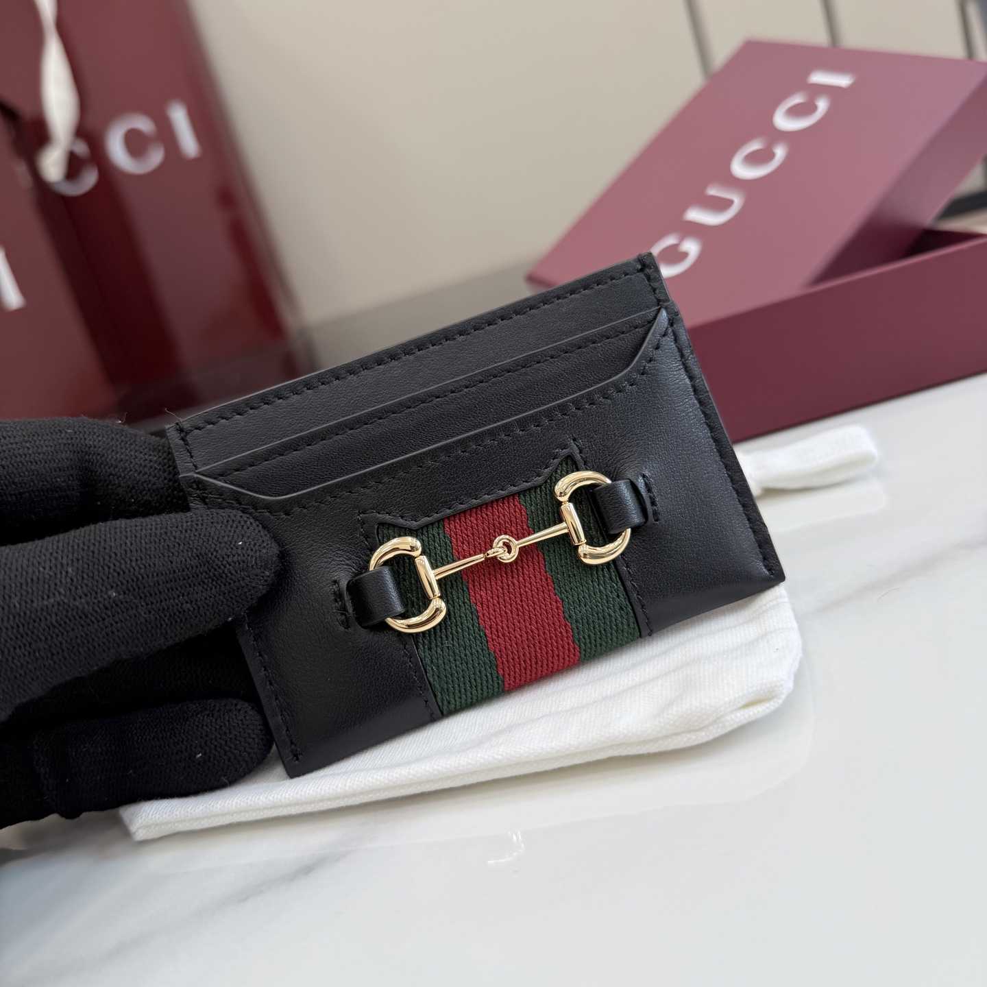 Gucci Horsebit Web Card Case - DesignerGu