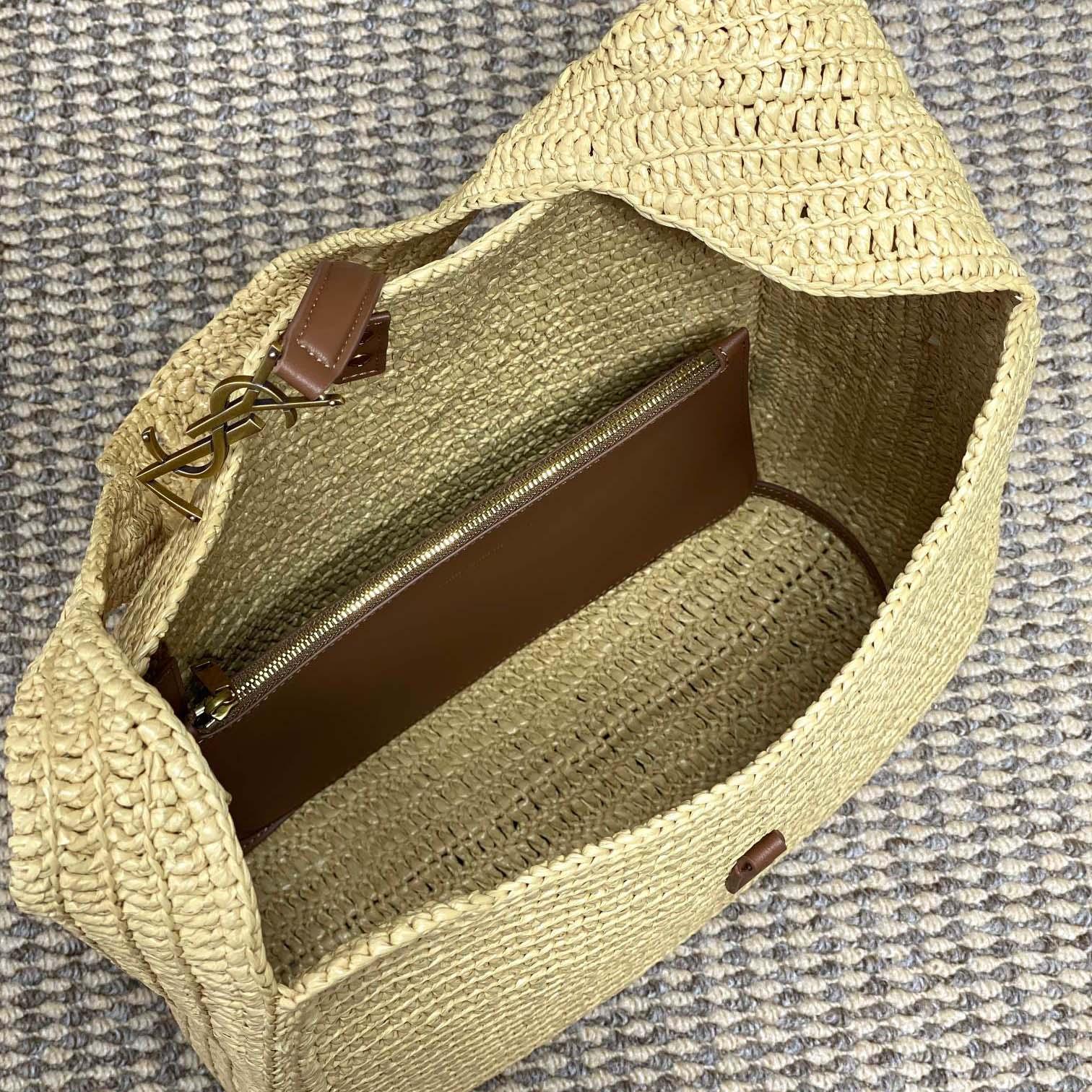 Saint Laurent LE 5 À 7 Supple Large In Raffia - DesignerGu