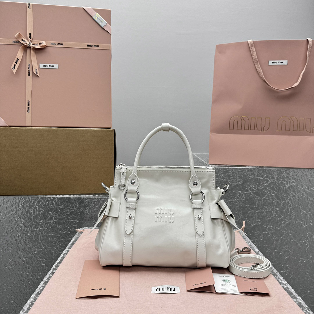 Miu Miu Shiny Leather Top-Handle Bag - DesignerGu