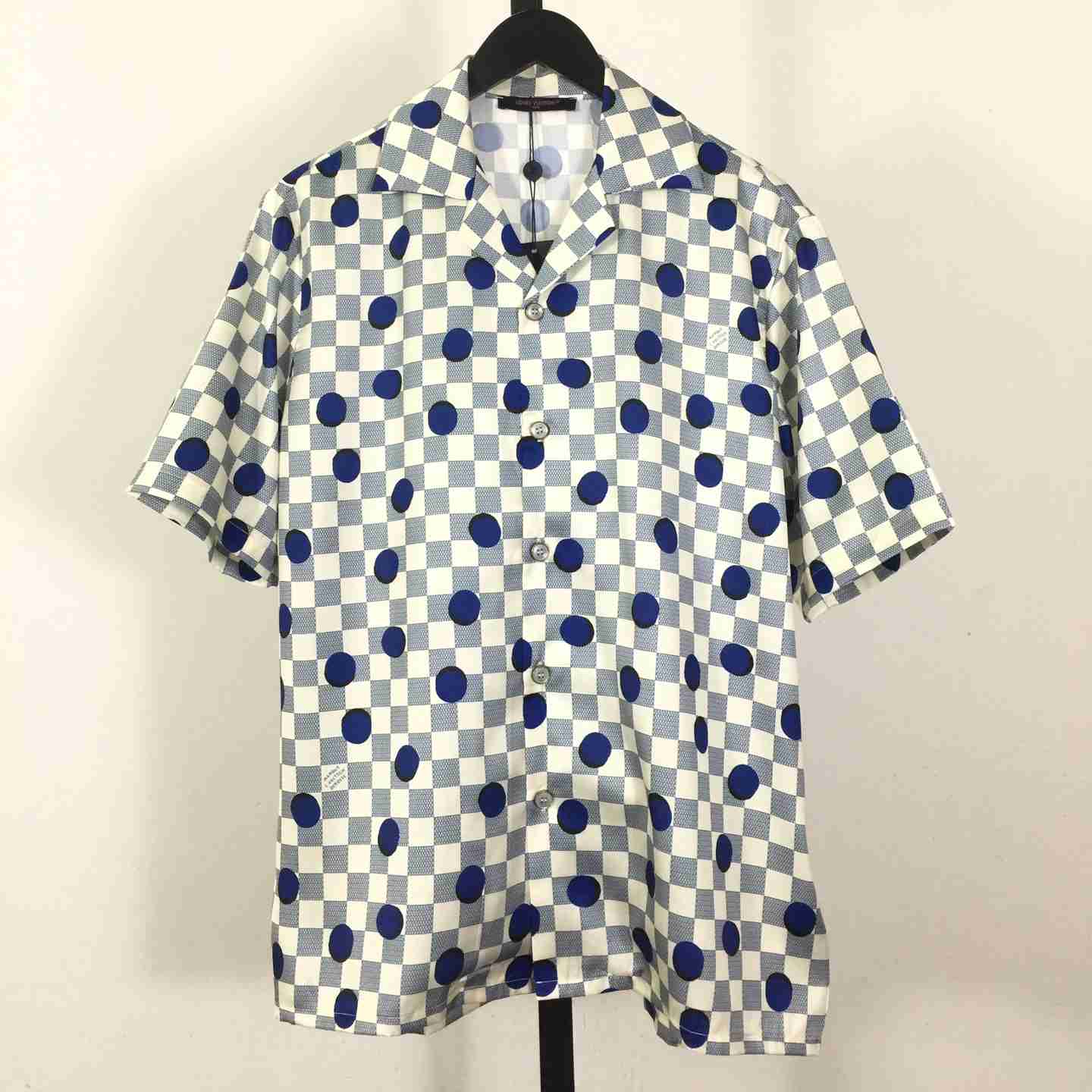 Louis Vuitton Damier Silk Short-Sleeved Shirt   1AK7BK - DesignerGu
