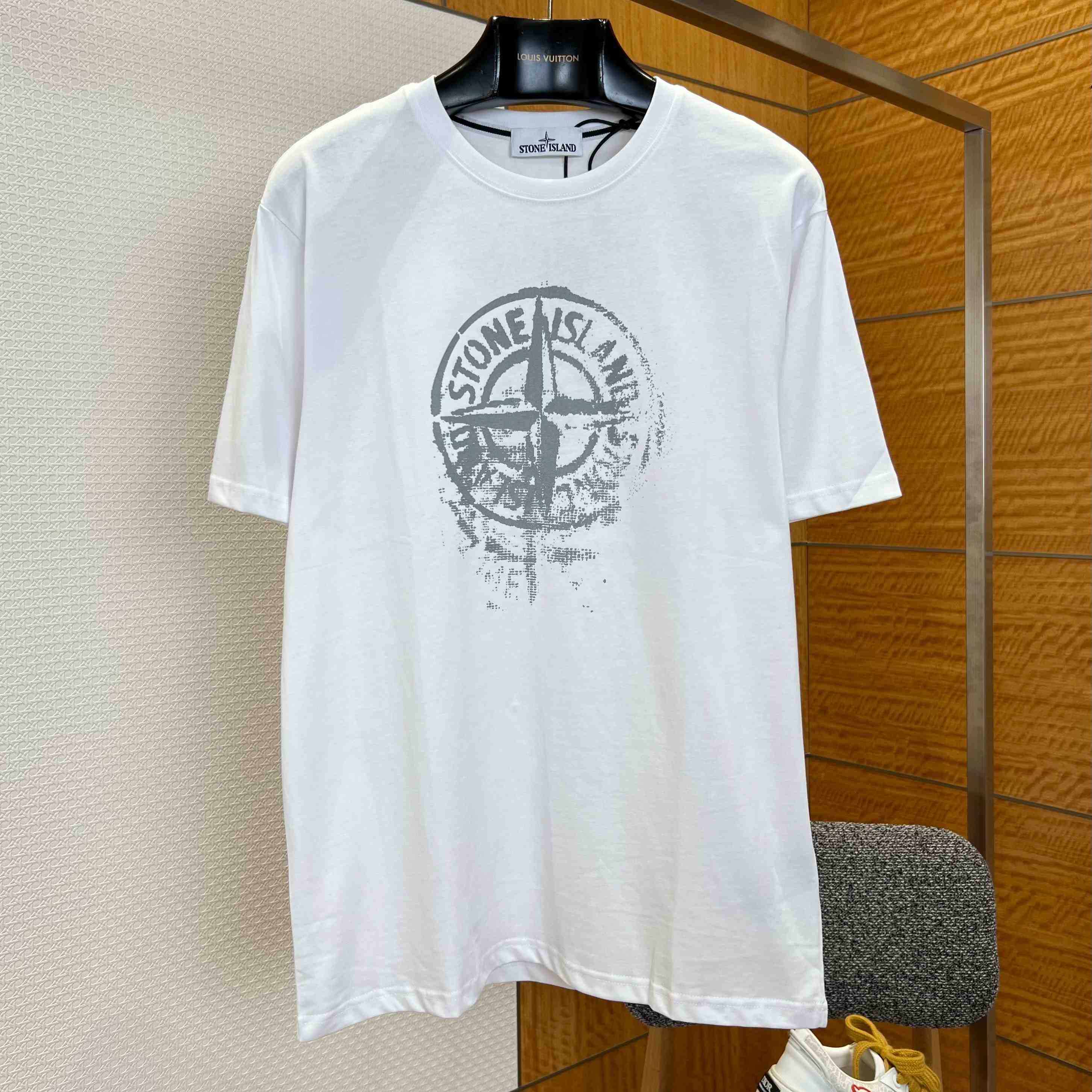 Stone Island Compass-Print Cotton T-shirt - DesignerGu