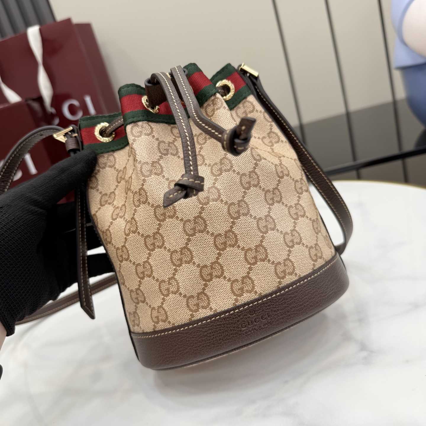 Gucci Mini Bucket Bag With Web - DesignerGu