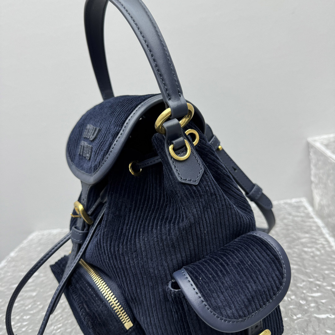Miu Miu  Medium Corduroy Cotton Backpack - DesignerGu
