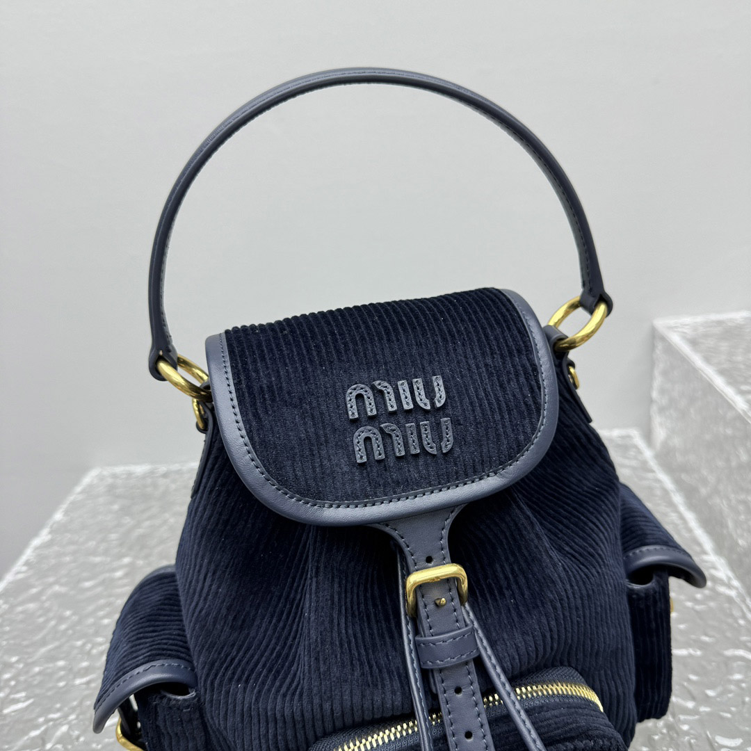 Miu Miu  Medium Corduroy Cotton Backpack - DesignerGu