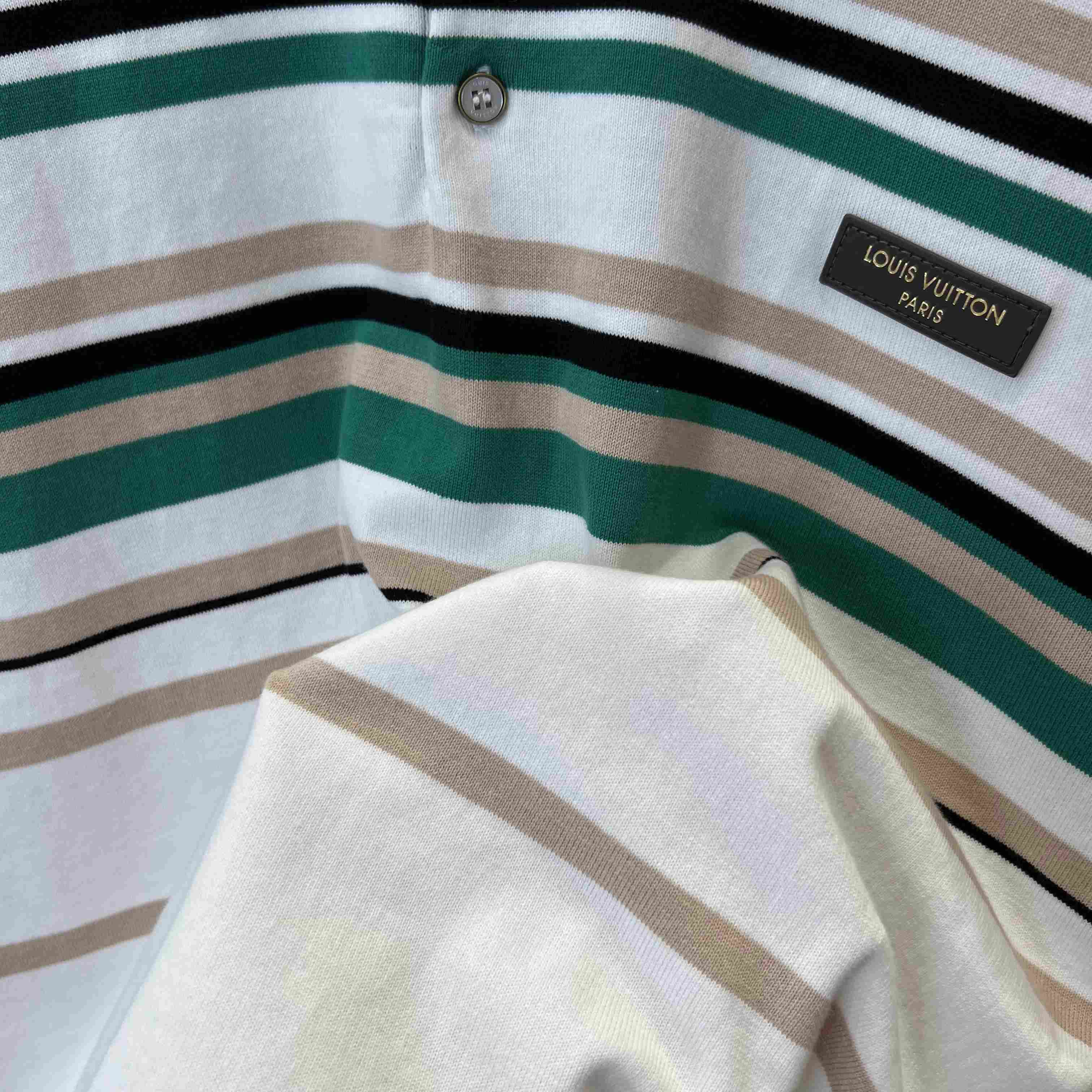 Louis Vuitton Striped Textured Short-Sleeved Polo Shirt 1AK7I4 - DesignerGu
